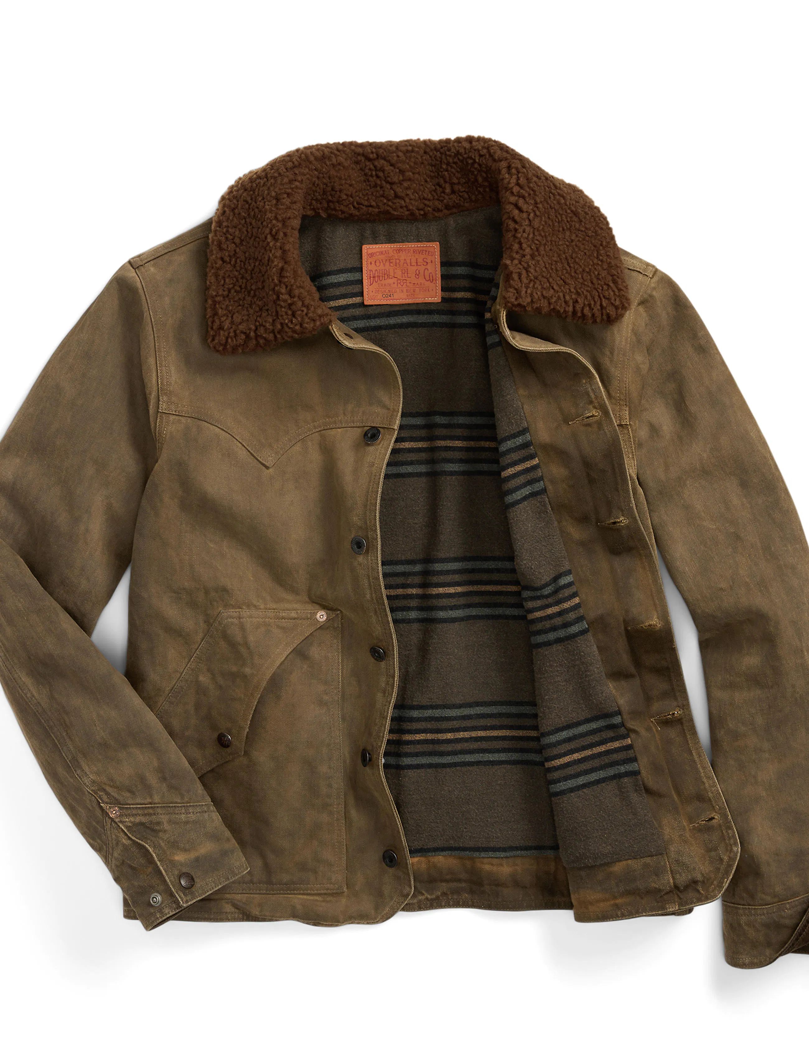 RRL Halkirk Roughout Denim Jacket - Distressed Brown Wash