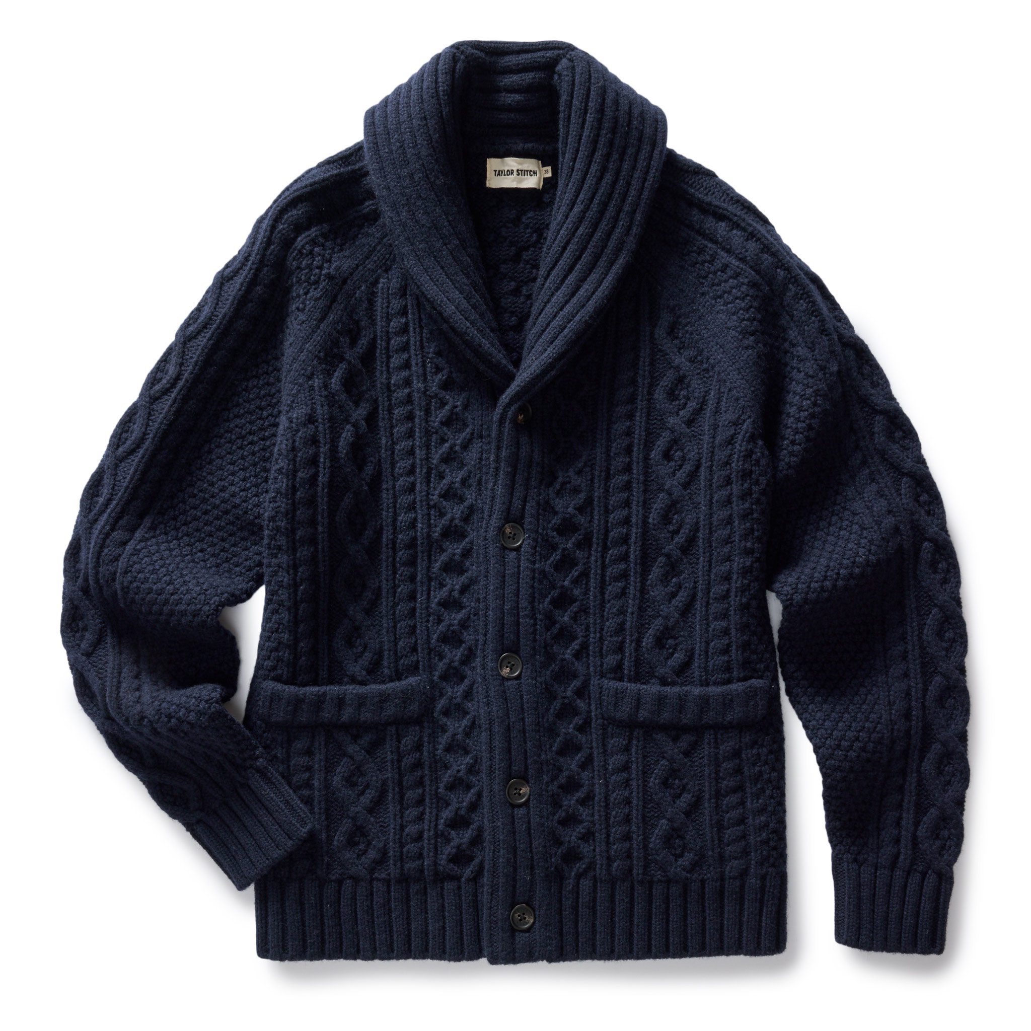 mens wool fisherman shawl collar cardigan sweater