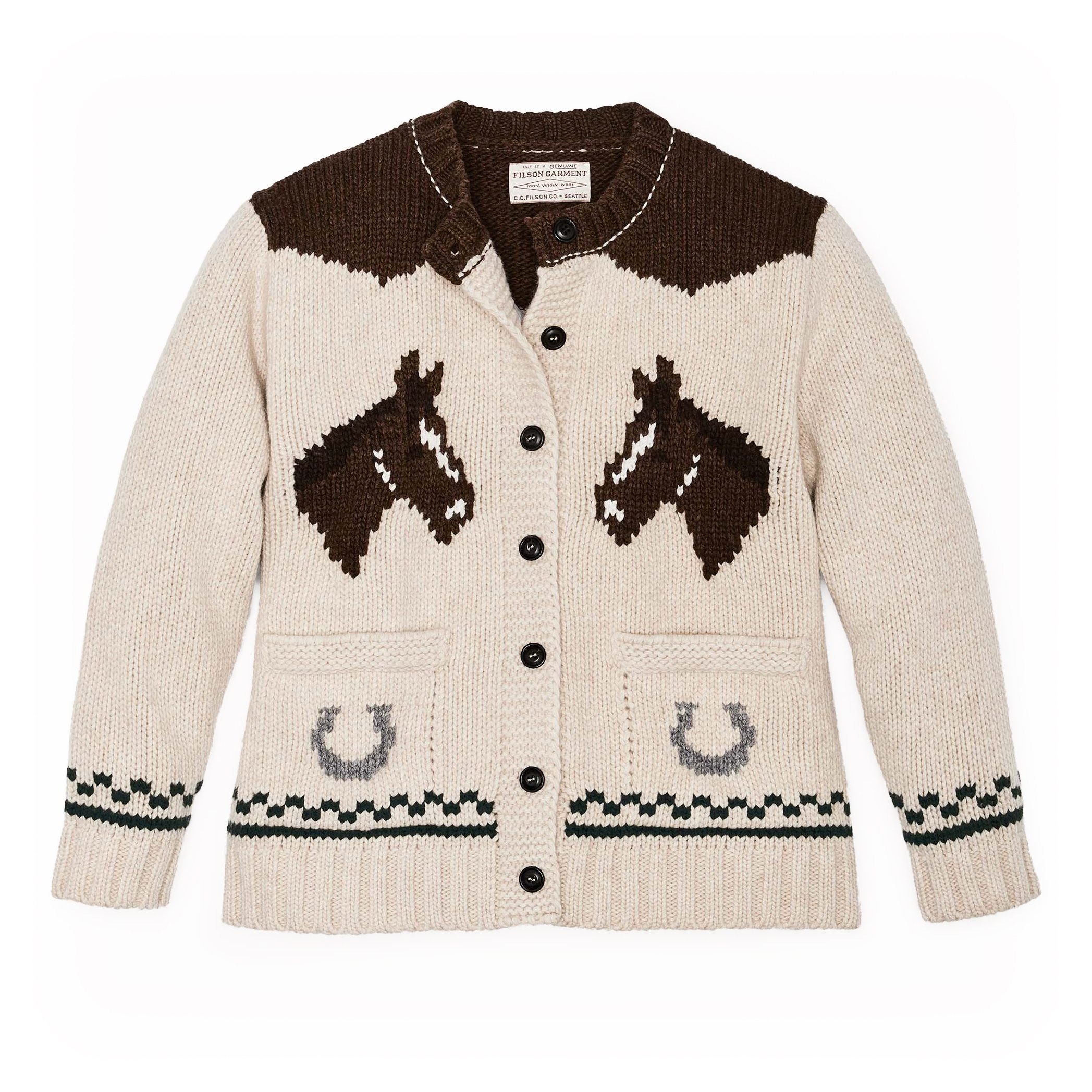 Filson Women's Horse Embroidered Cardigan Cream All Apparel