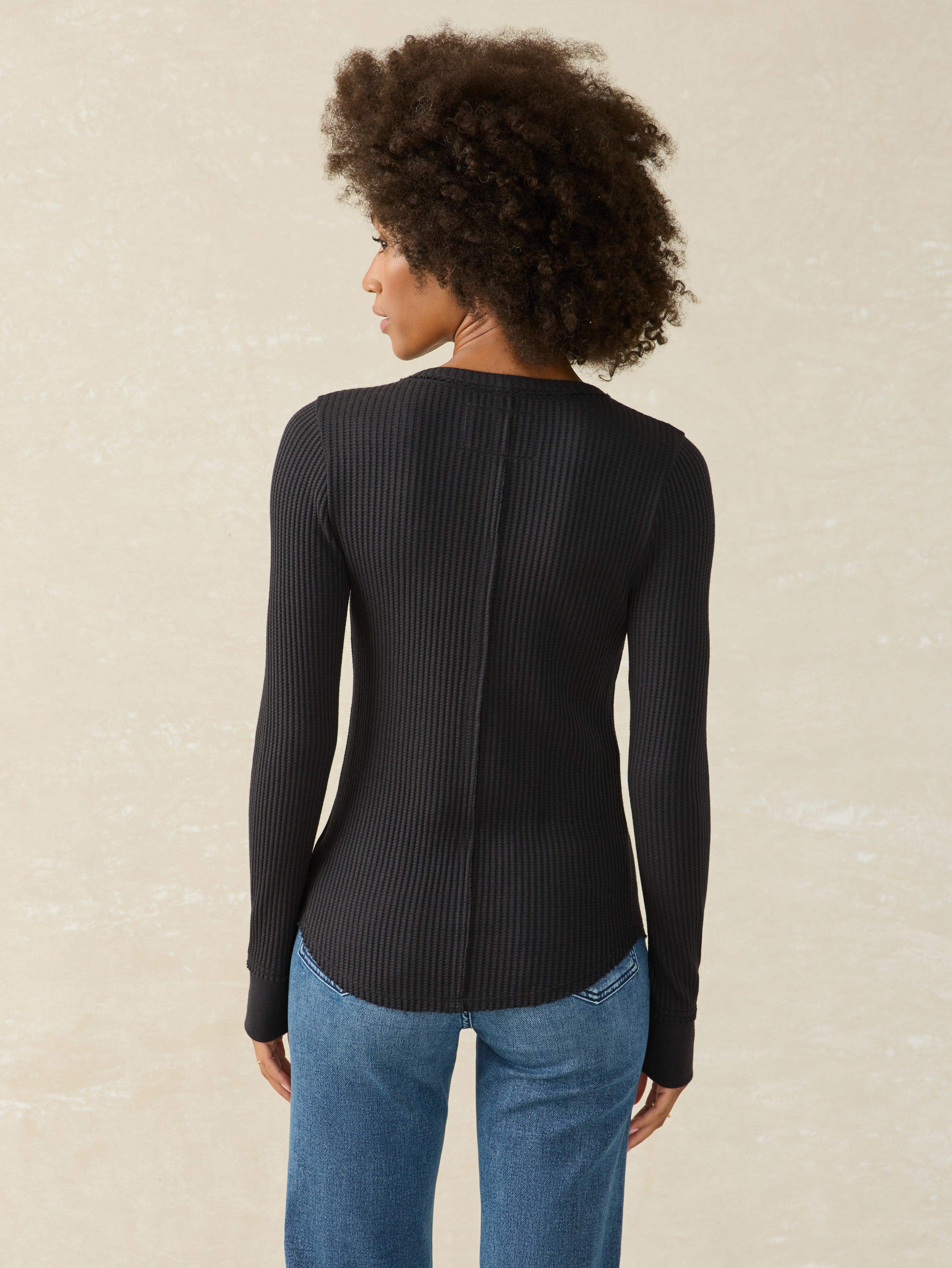 Faherty Brand Women's Legend Apres Waffle Henley - Black