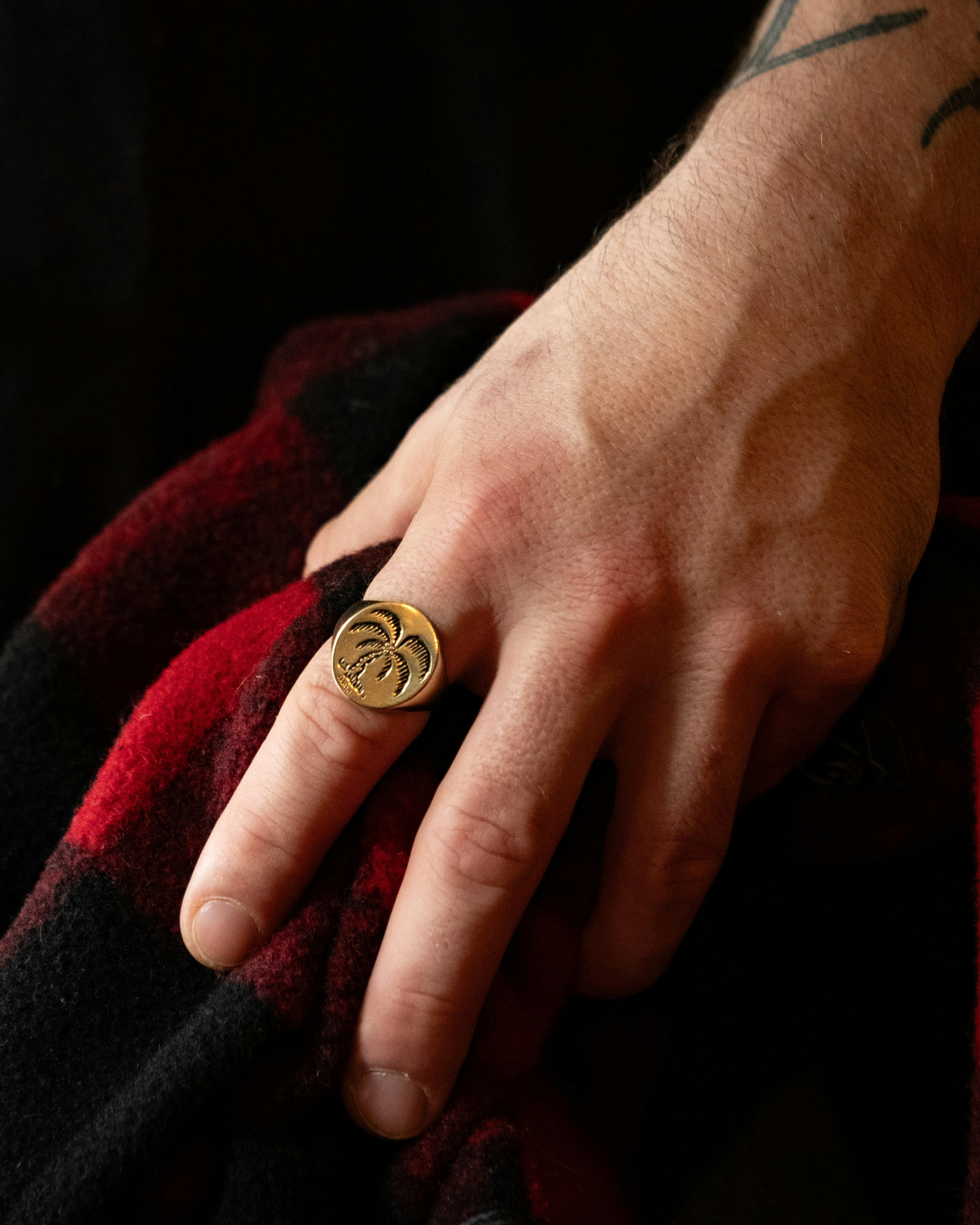 LHN Jewelry Palm Tree Signet Ring Brass Rings Huckberry