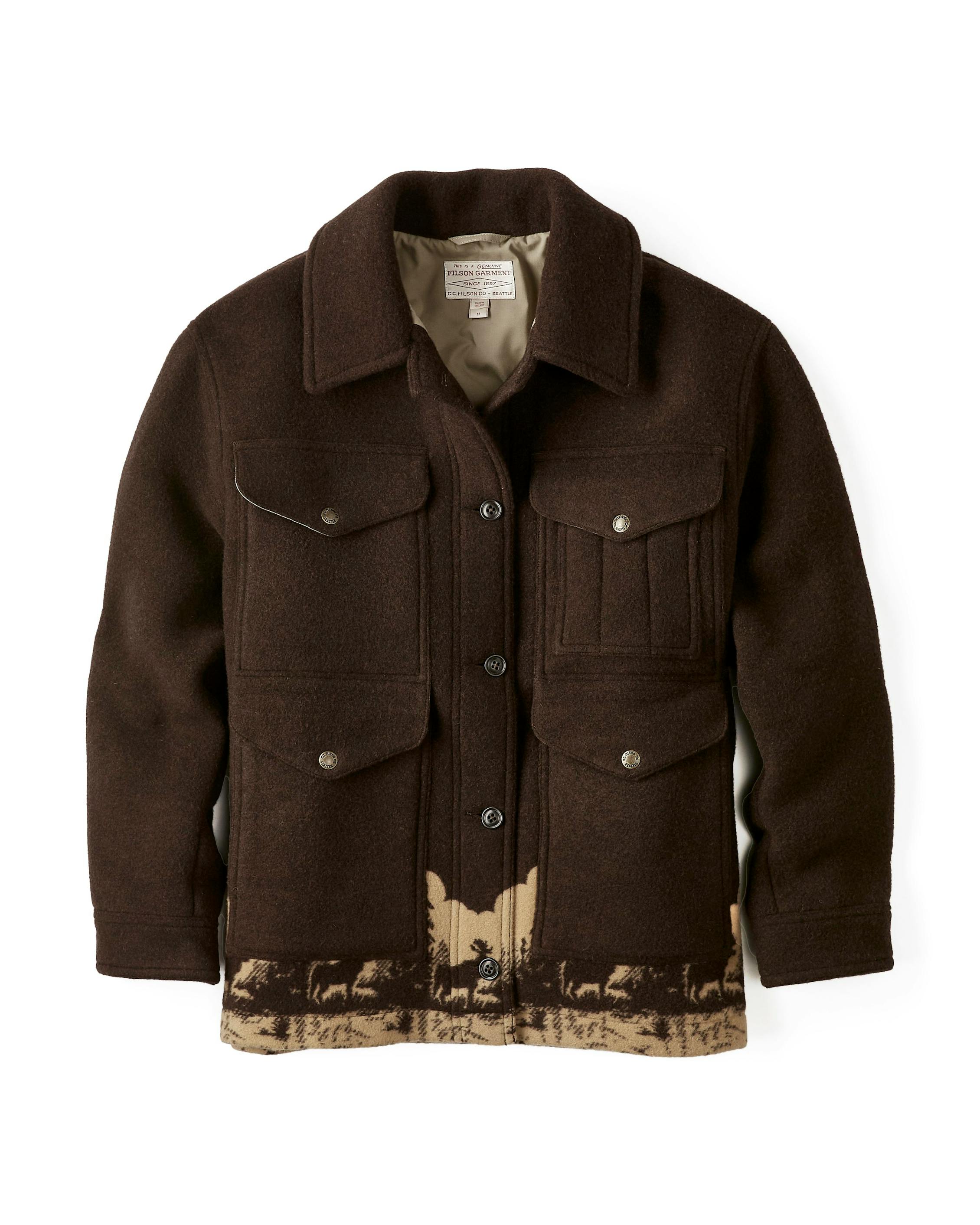 Filson Women's Moose Jacquard Wool Cruiser Brown Khaki All