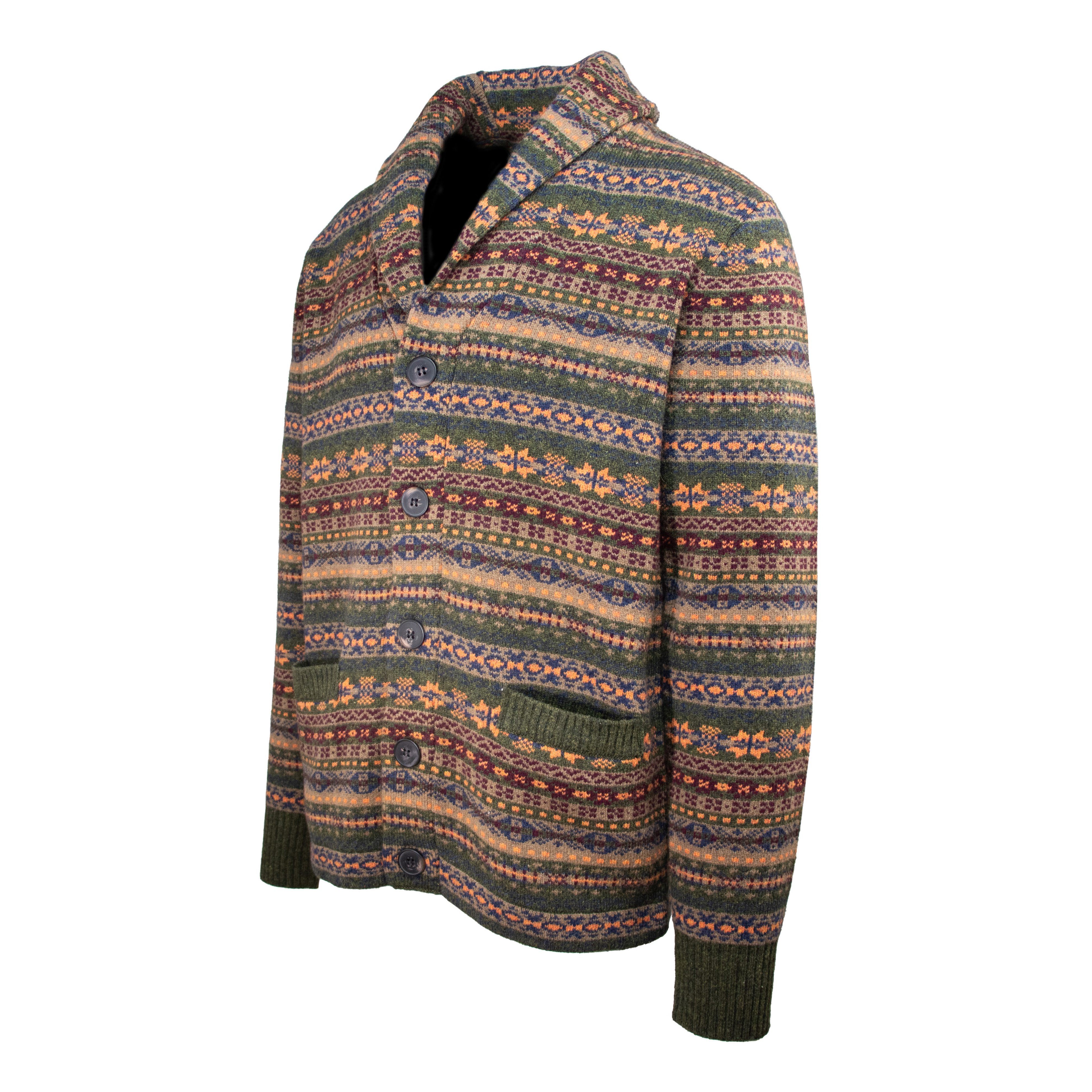 Schott Wool Blend Fair Isle Cardigan - Camel | Cardigan Sweaters