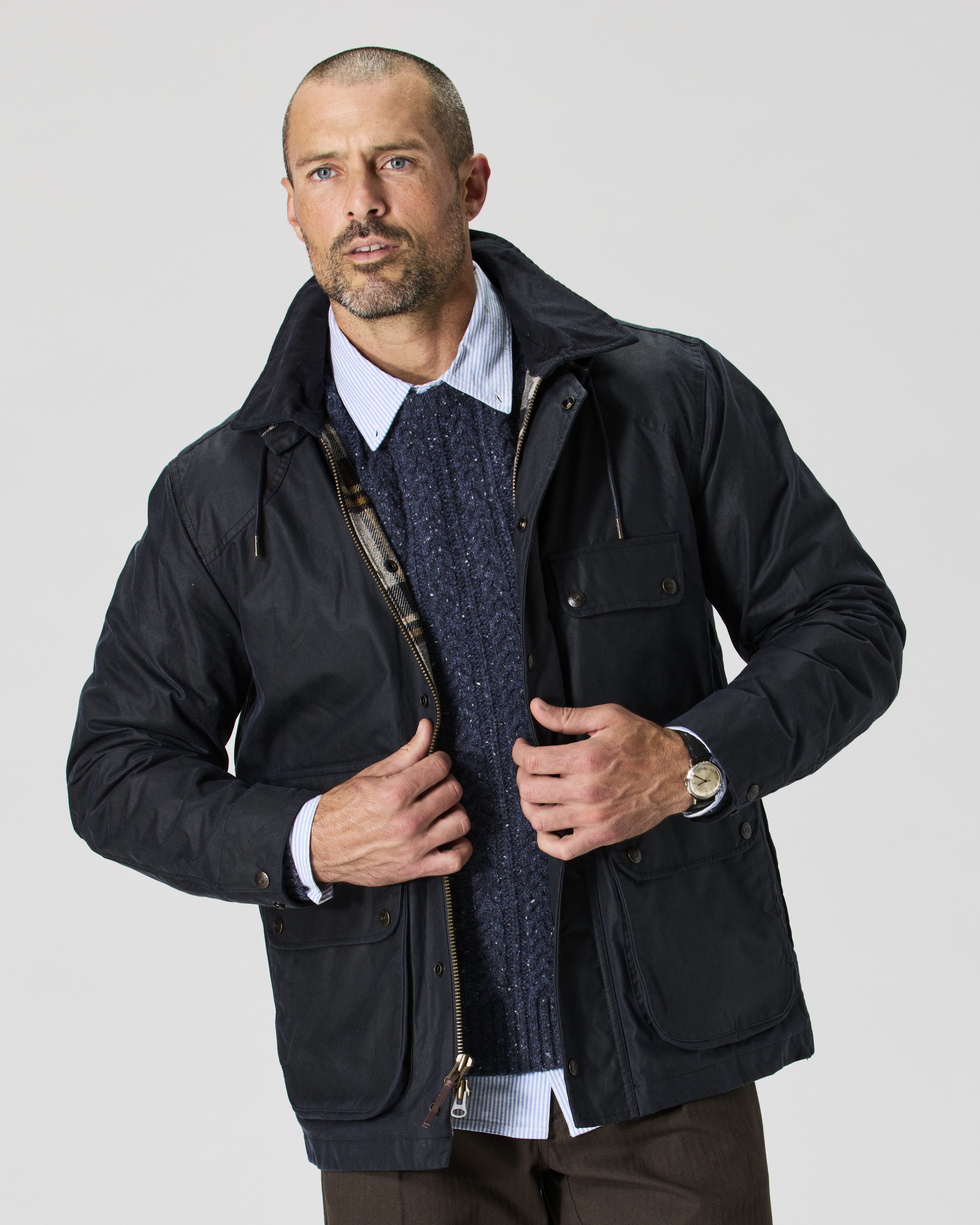 Flint and Tinder Flannel-Lined Waxed Hudson Jacket - Navy