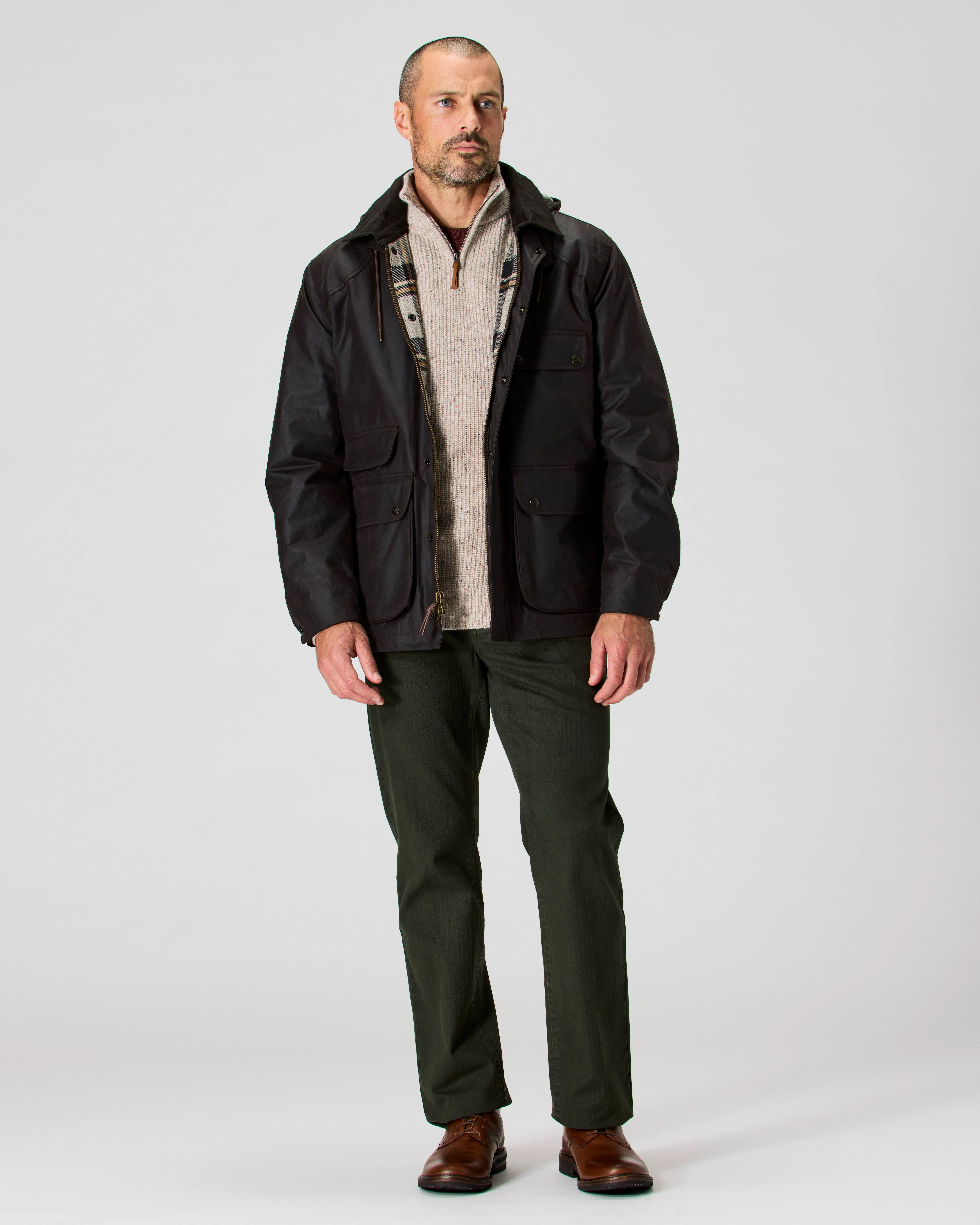 Flint and Tinder Flannel-Lined Waxed Hudson Jacket - Chocolate