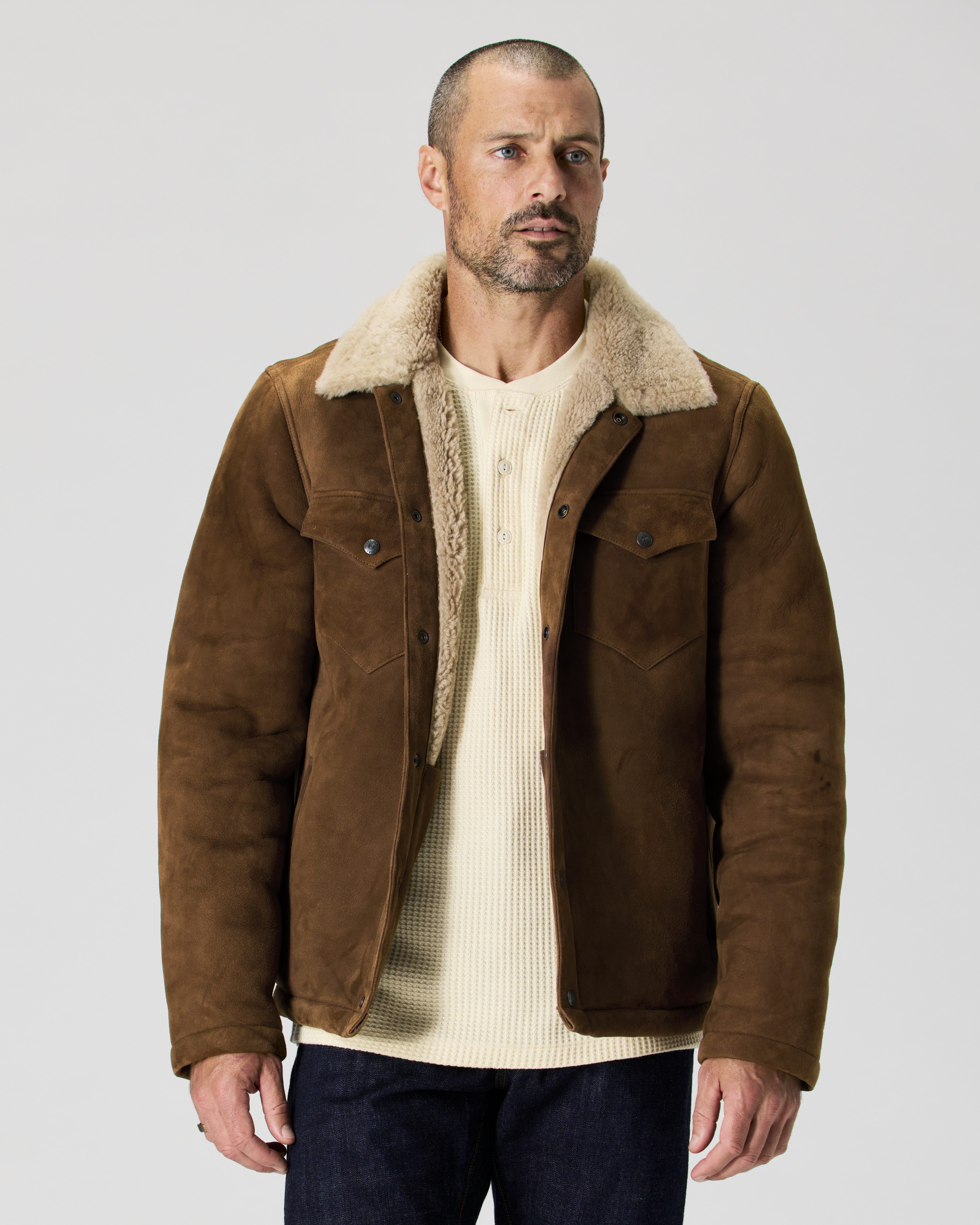 Flint and Tinder Shearling Ranch Hand Jacket - Rusted Brown