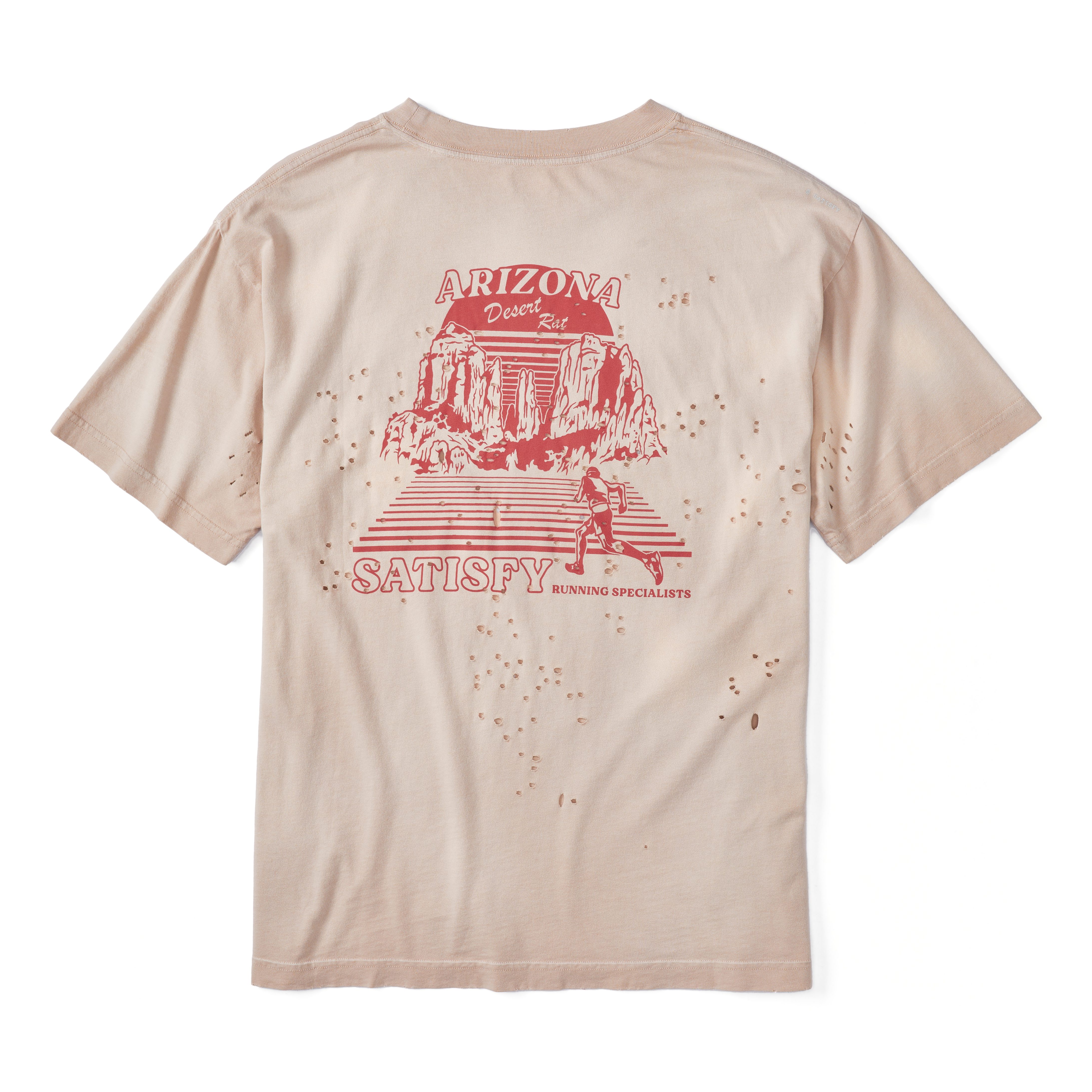 【SATIIIZ】Tecker Dirty Washing Layered T-Shirt Satisfy Moth Tech T-Shirt - Sun Bleached Sand | Active T