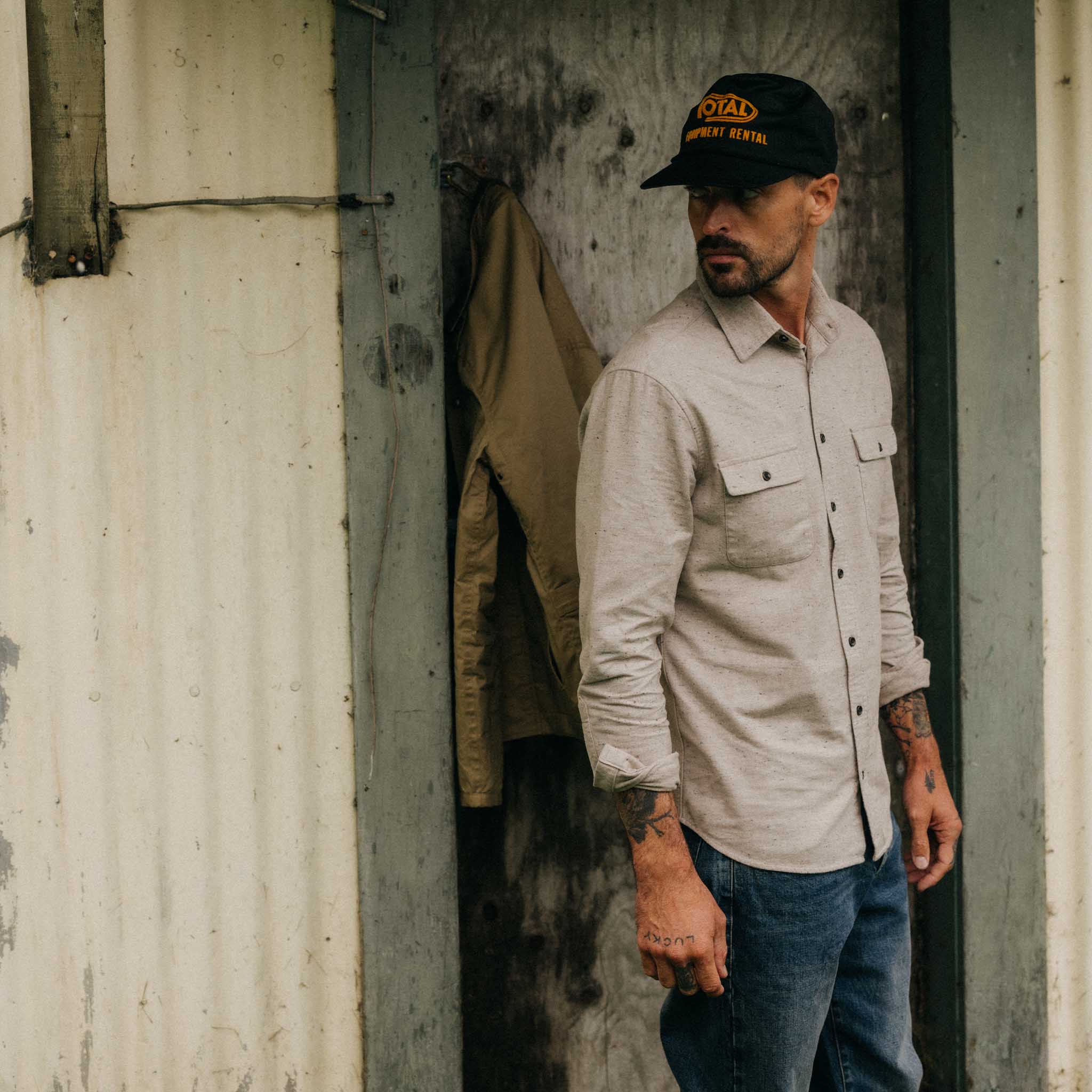 Taylor Stitch The Yosemite Flannel Chamois Shirt - Oat Donegal