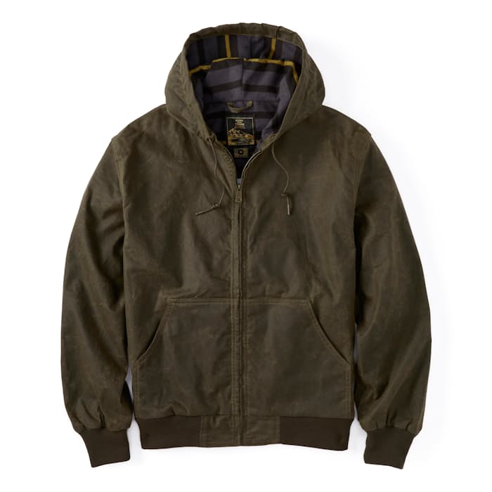 Image of Flannel-Lined Hooded Waxed Jacket