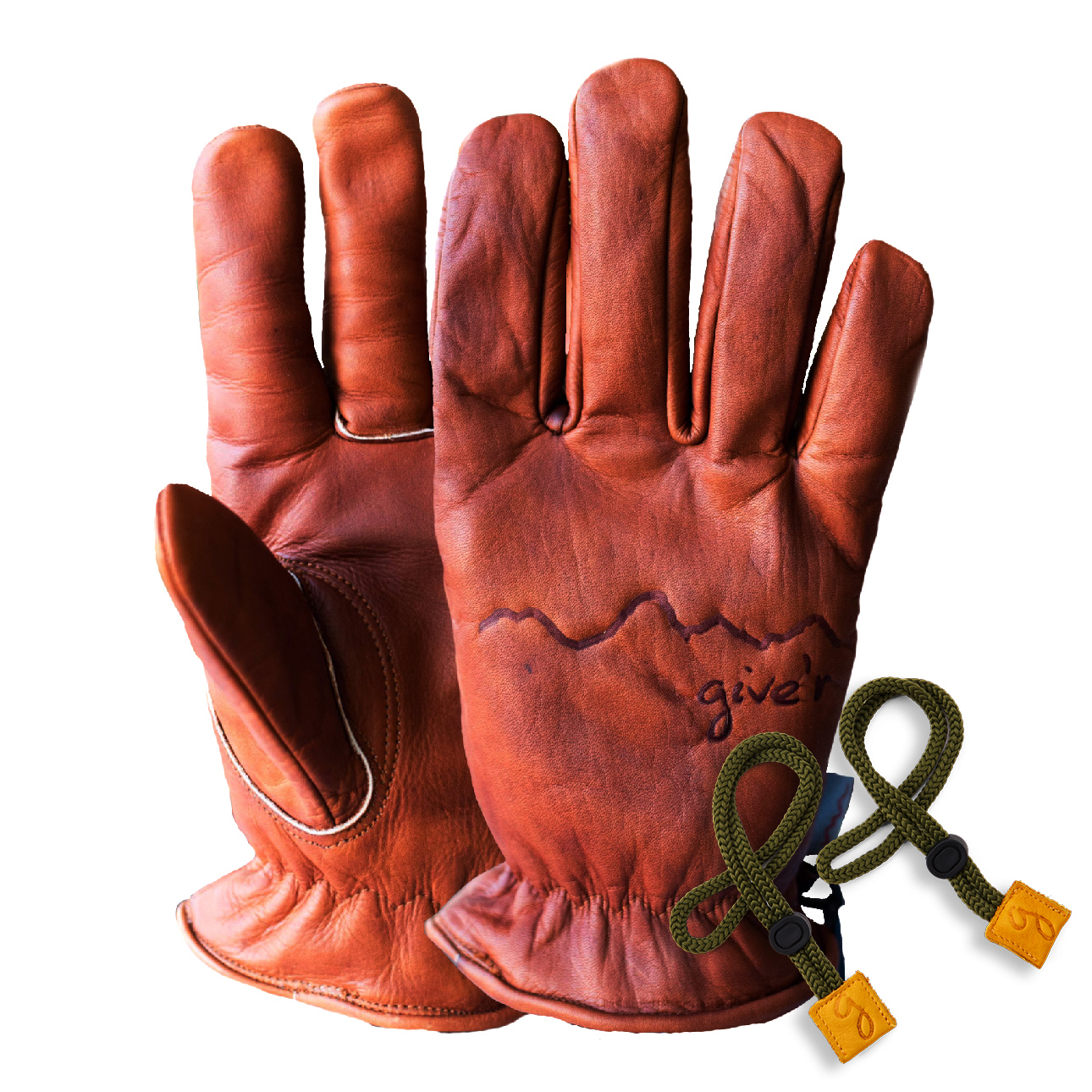 Give'r Classic Gloves with Wrist Leash - Chestnut | Gloves