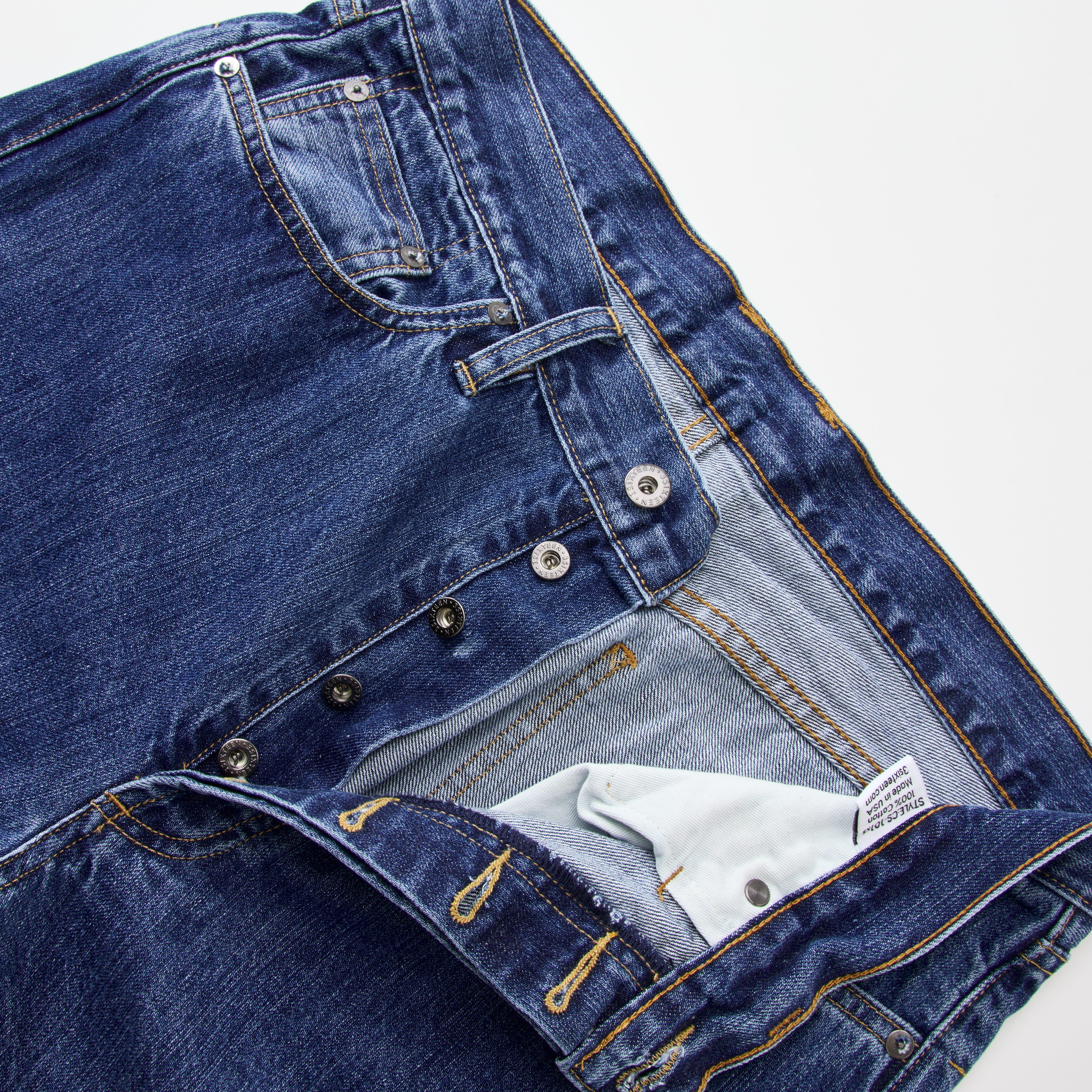 【SATIIIZ】Eron Teen Brush Washed Denim Pants KAPTAIN SUNSHINE Skate Shoecut Denim Pants KSBS111DZ