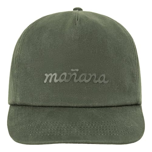 mañana Waxed Canvas Logo Strapback hat Dark Green Baseball