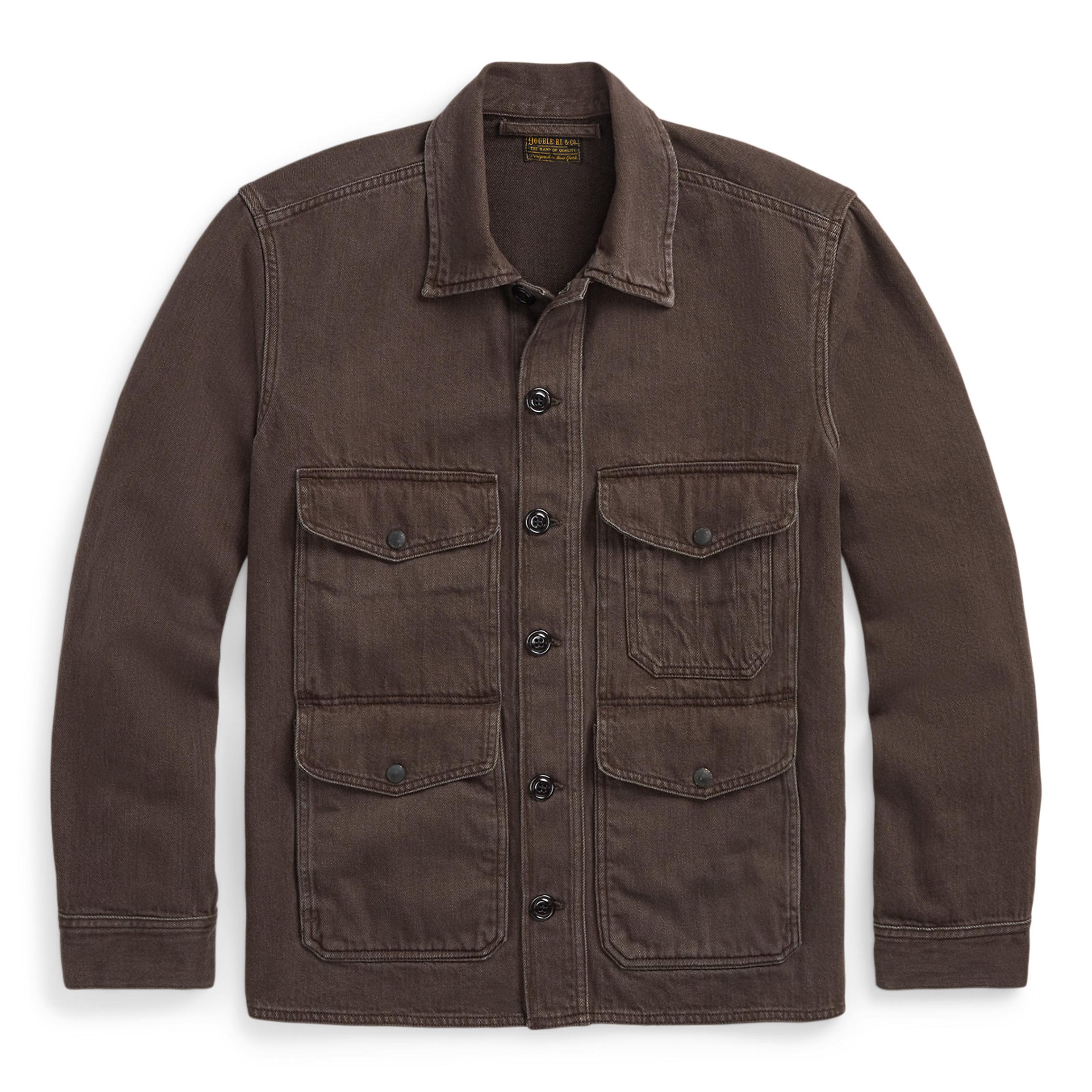 RRL Elmore Denim Cruiser Shirt Jacket Dark Brown Quilted - Main Image