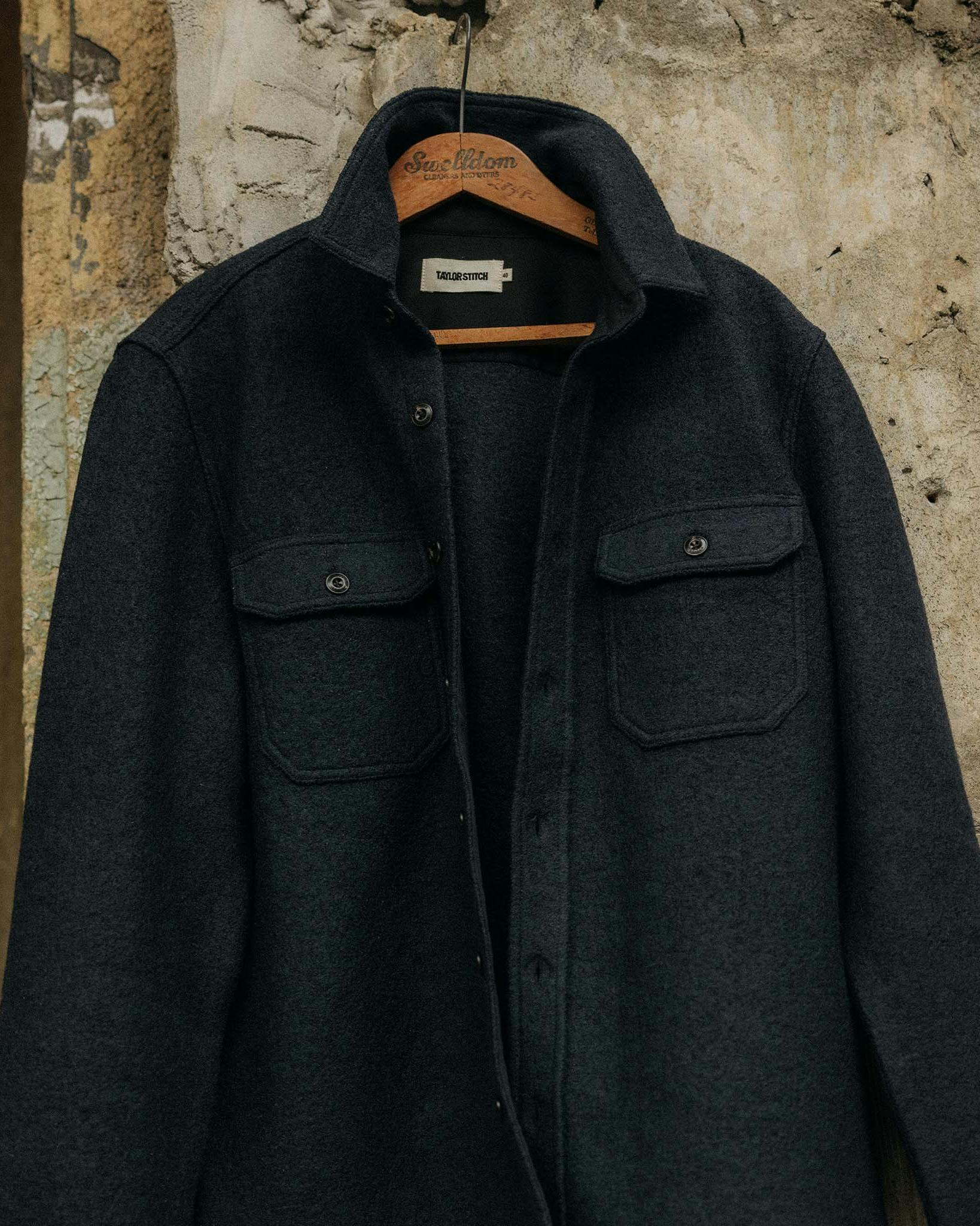 Taylor Stitch The Connor Boucle Overshirt Dark Navy Shirt