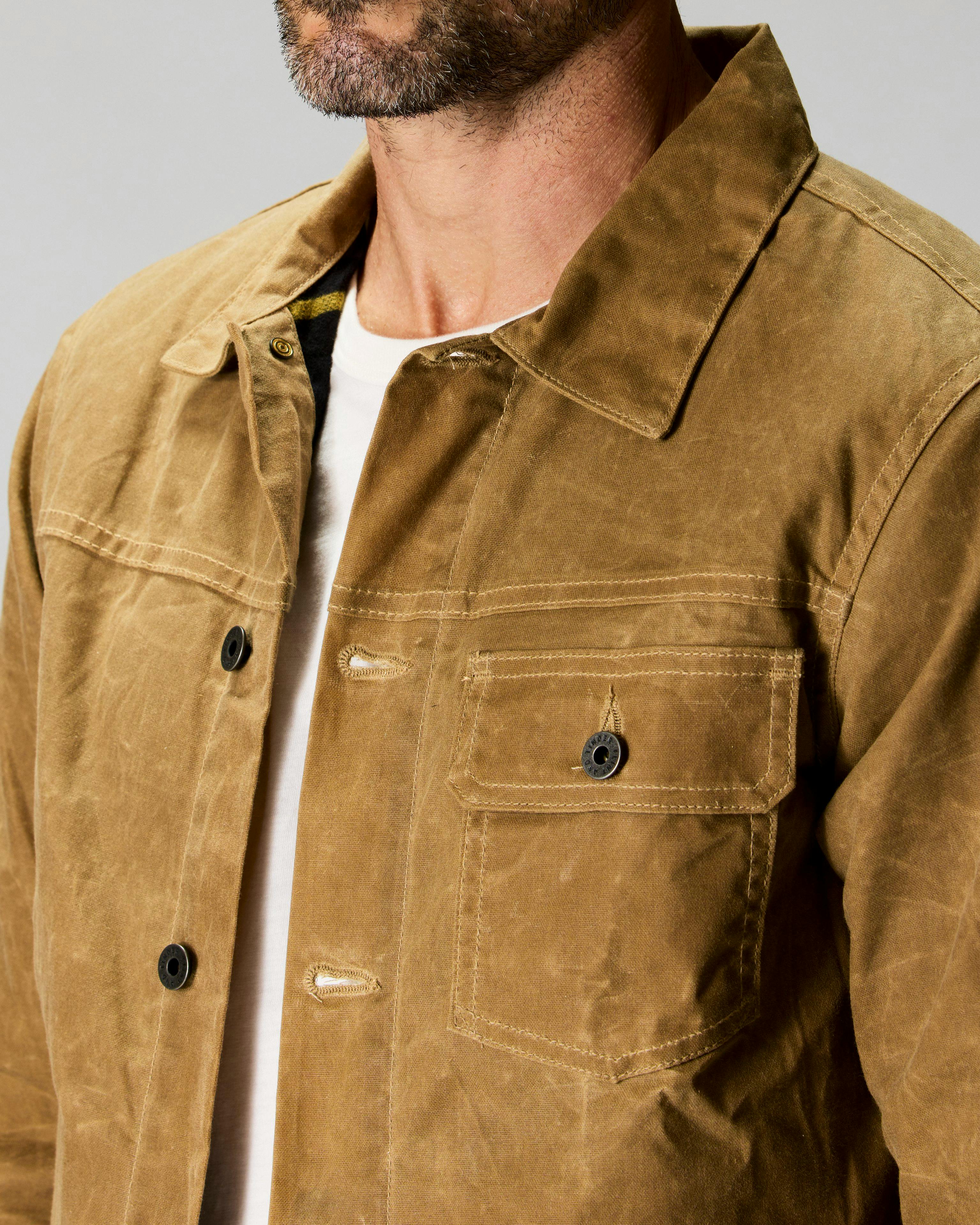 Flint and Tinder Flannel-Lined Waxed Trucker Jacket Field Tan