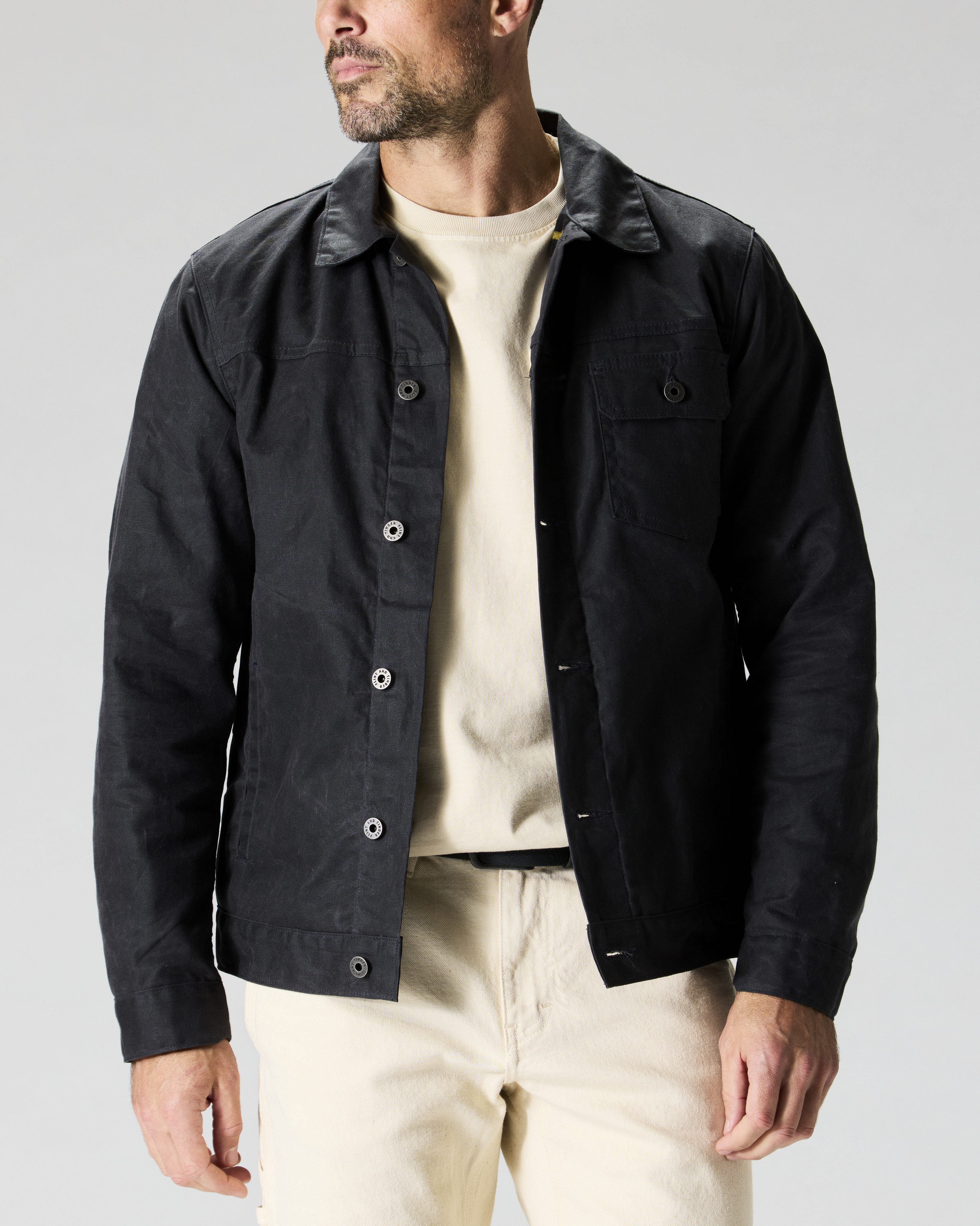 MLVINCE WAX TRUCKER JACKET – BLACK L Wax Canvas Rider Jacket Black | Ginew USA – ginewusa