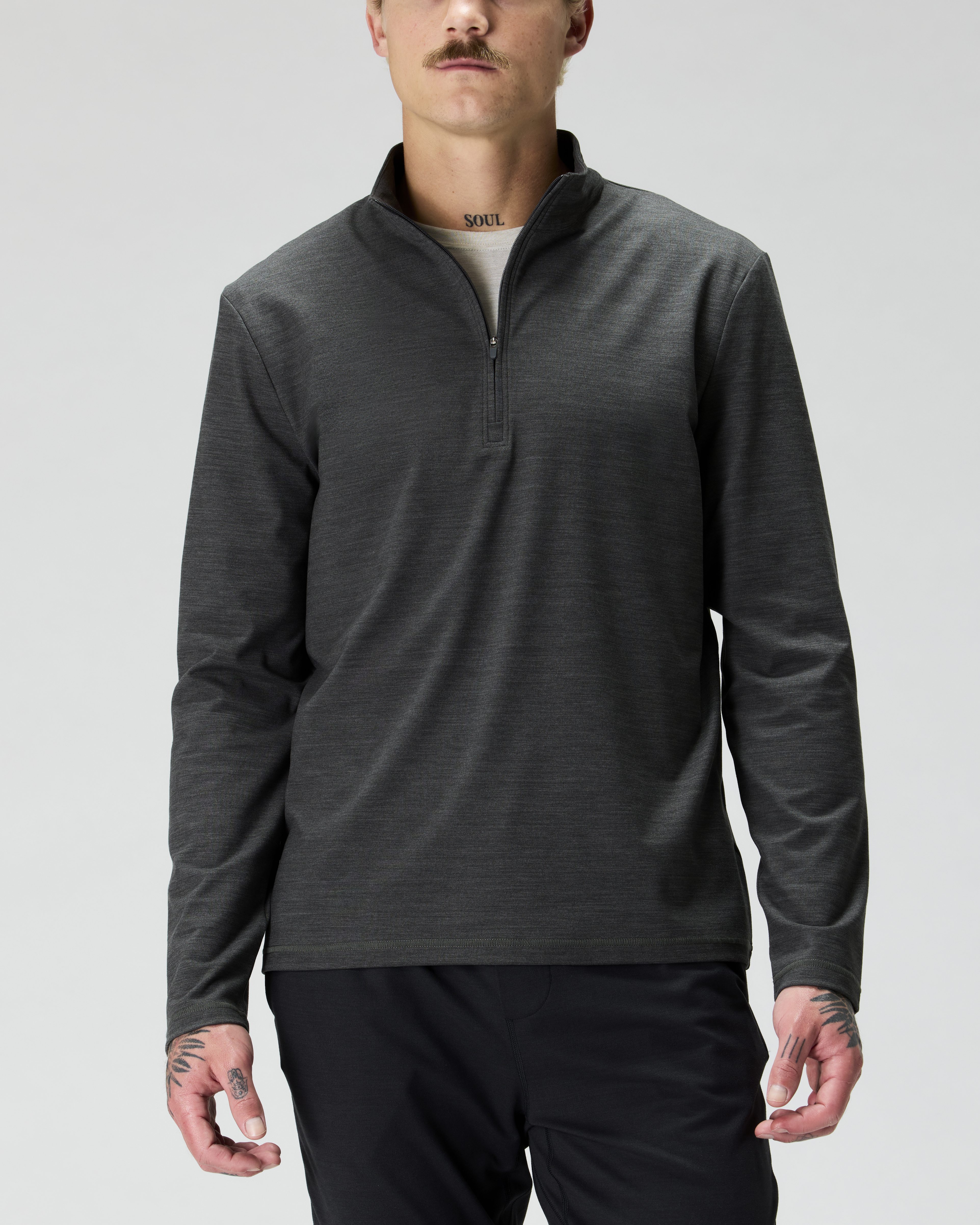 Wellen Wellknit Half Zip - Charcoal Heather | Active Tops