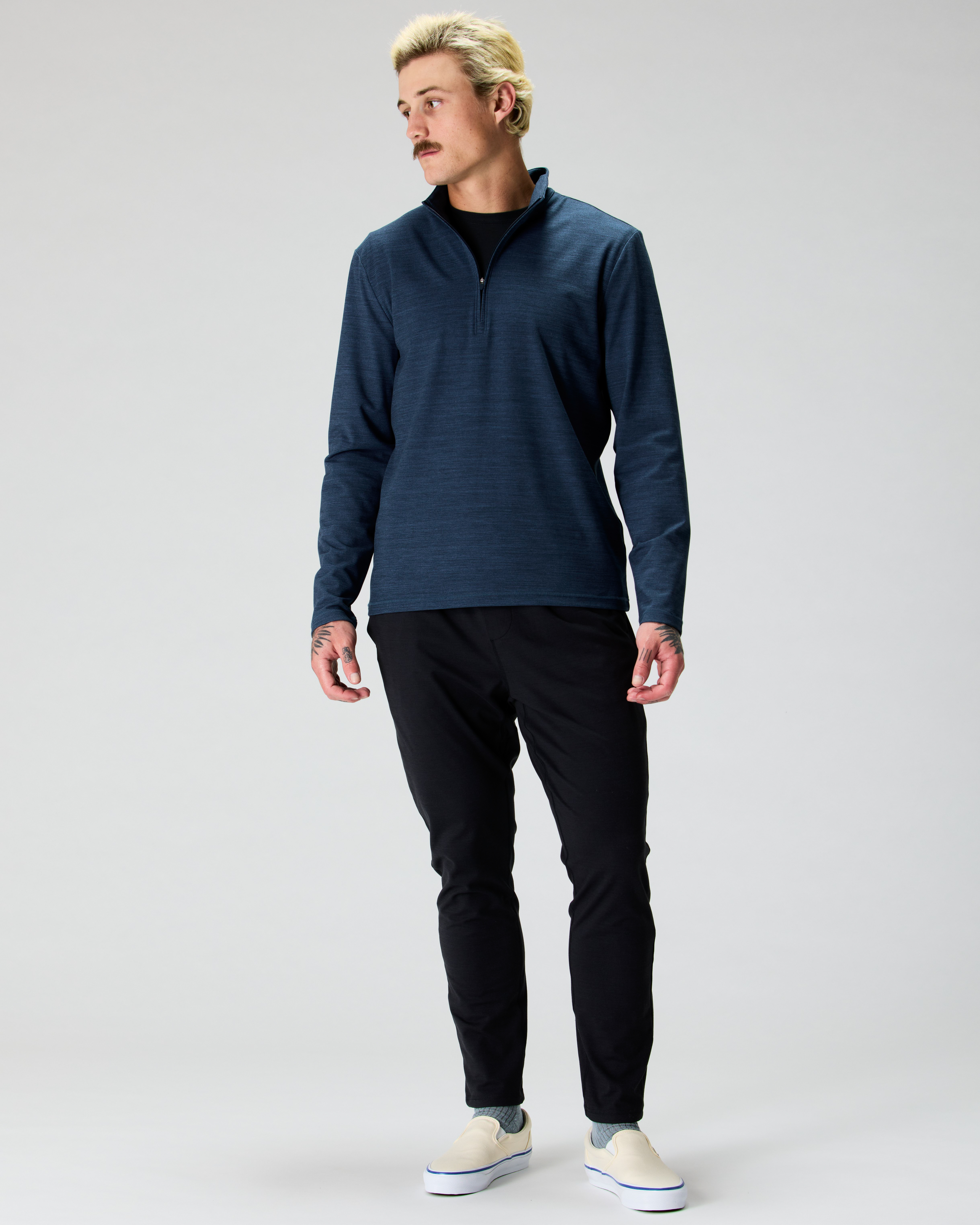 Wellen Wellknit Half Zip - Navy Heather | Quarter Zip