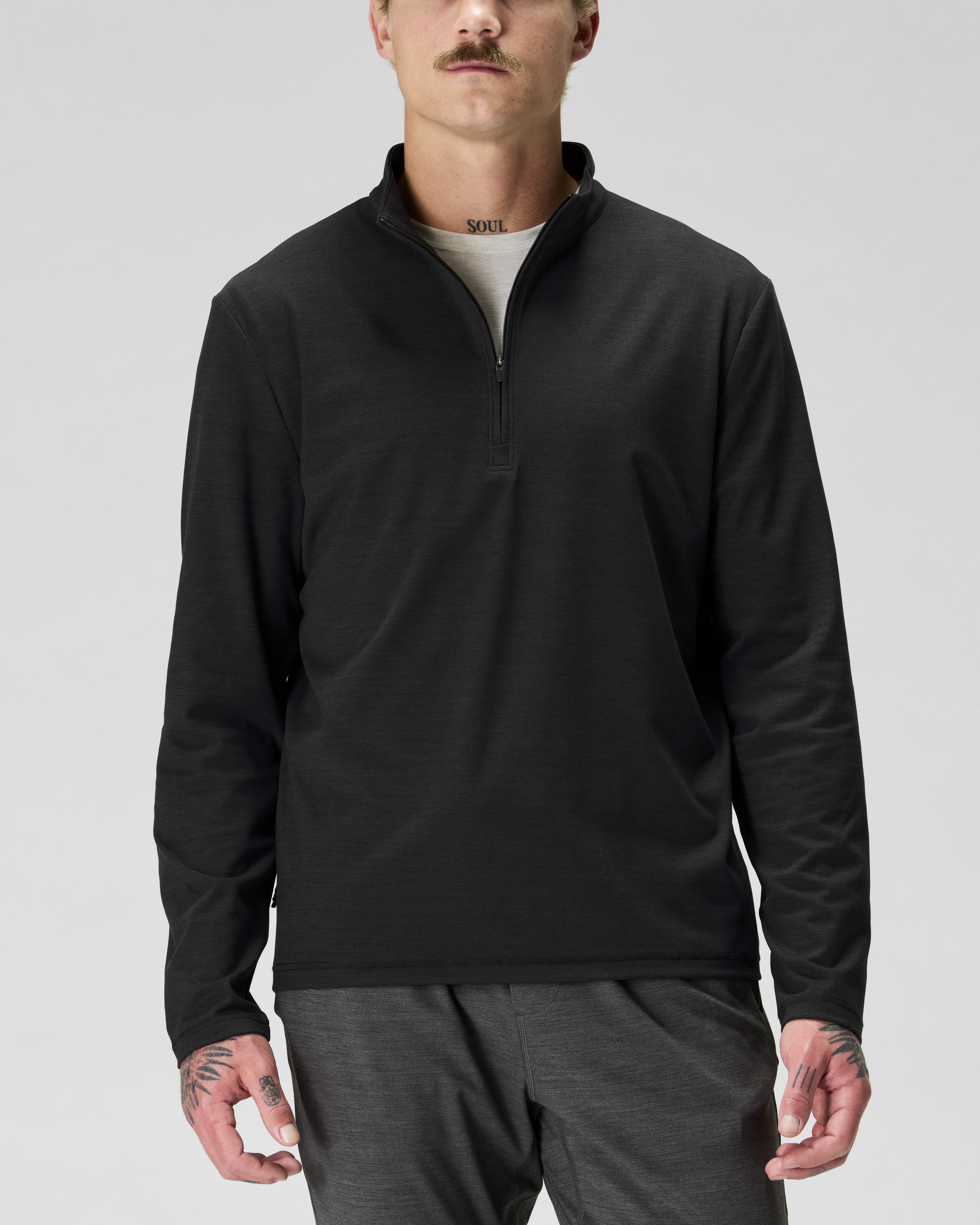 Wellen Wellknit Half Zip - Black Heather | Quarter Zip