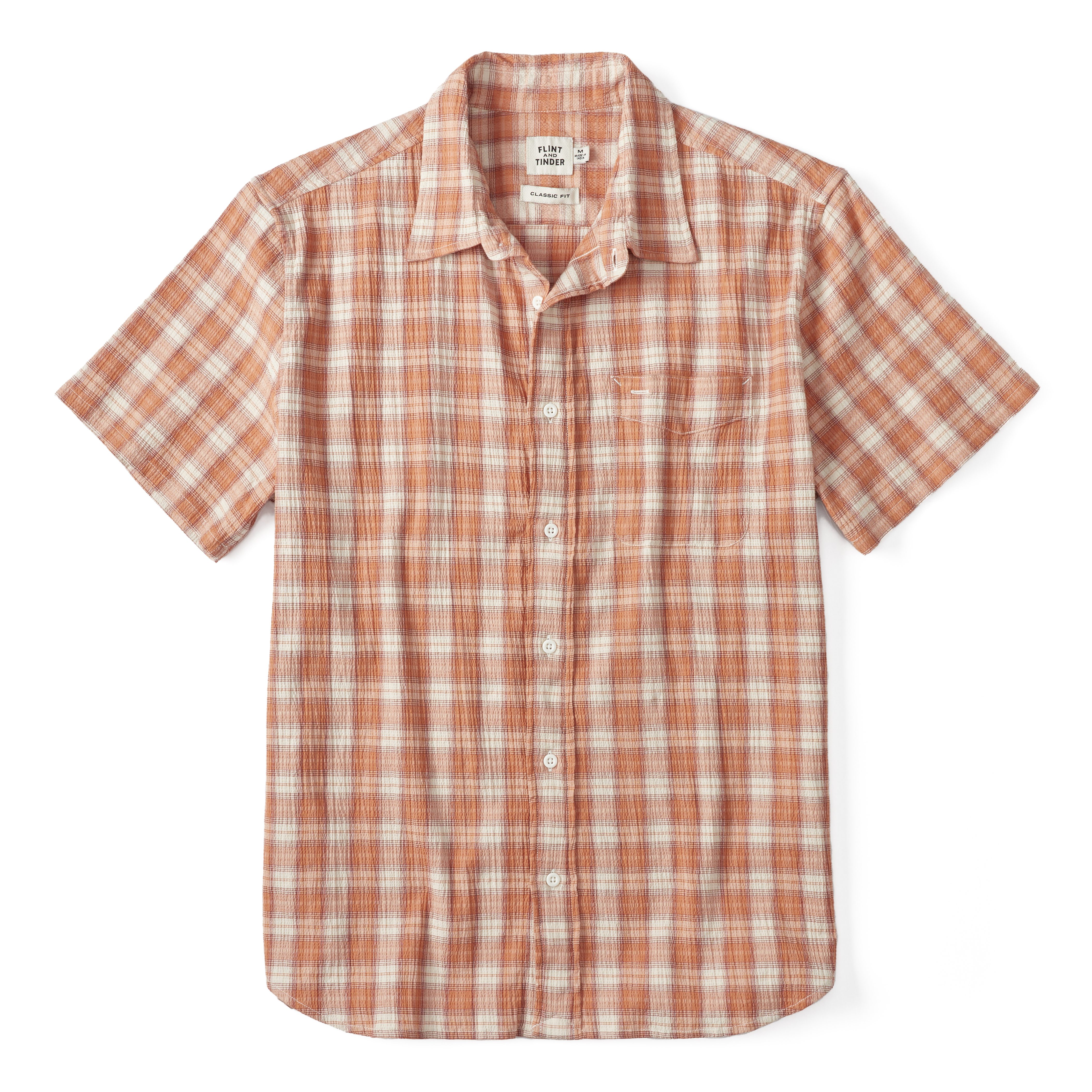 Flint and Tinder Seersucker Short Sleeve Button Down - Orange Plaid | Short  Sleeve Shirts | Huckberry