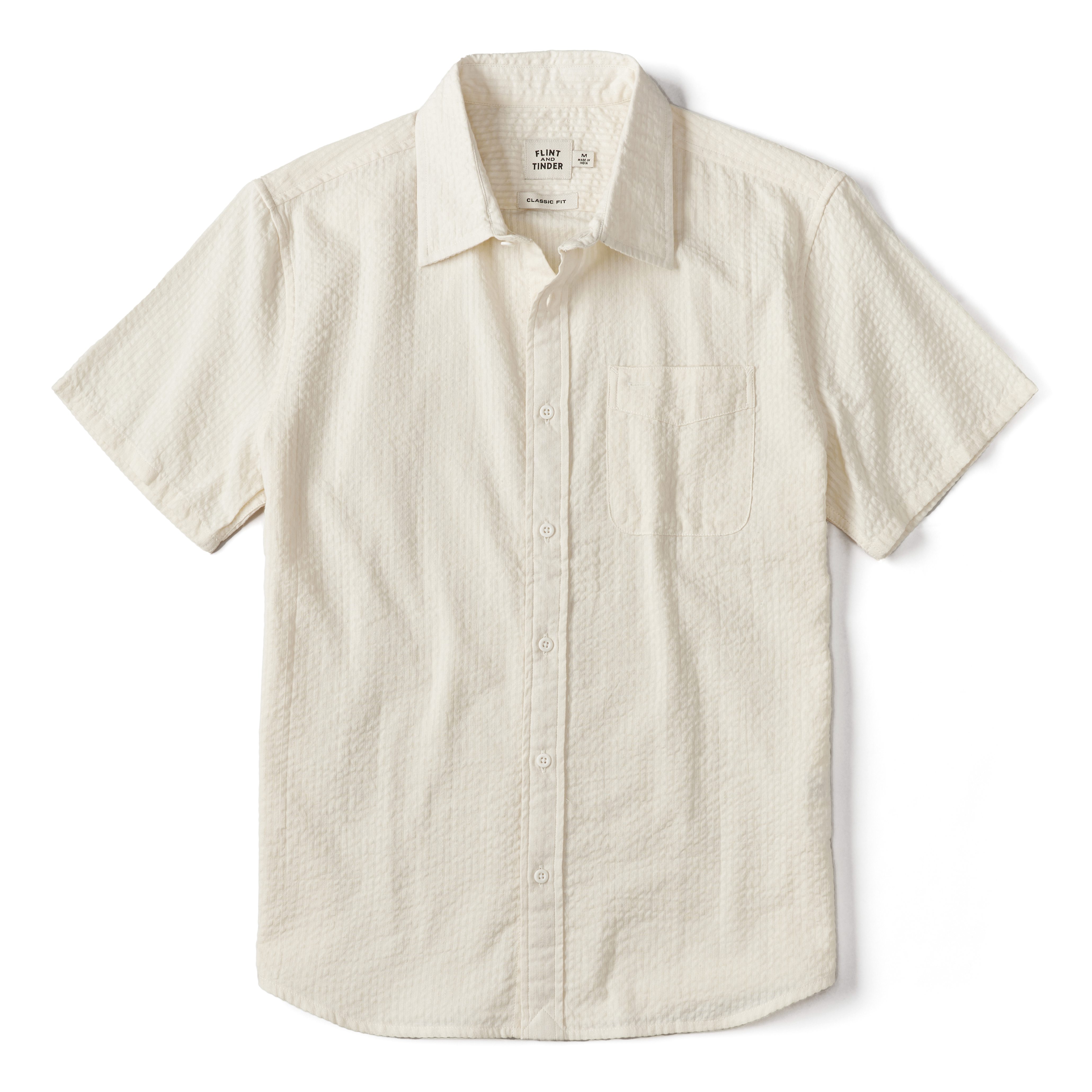 Flint and Tinder Seersucker Short Sleeve Shirt - Natural