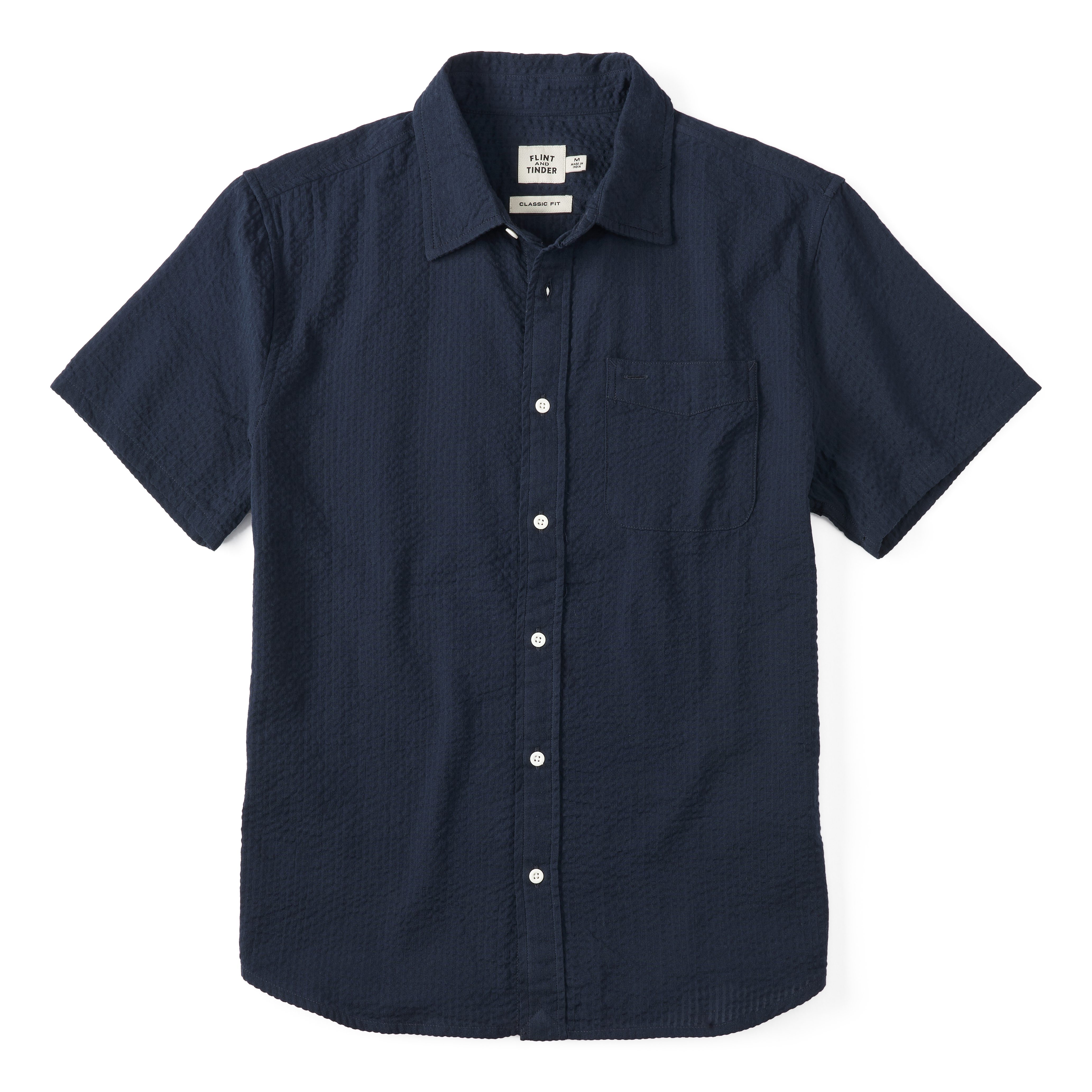 Flint and Tinder Seersucker Short Sleeve Shirt - Navy