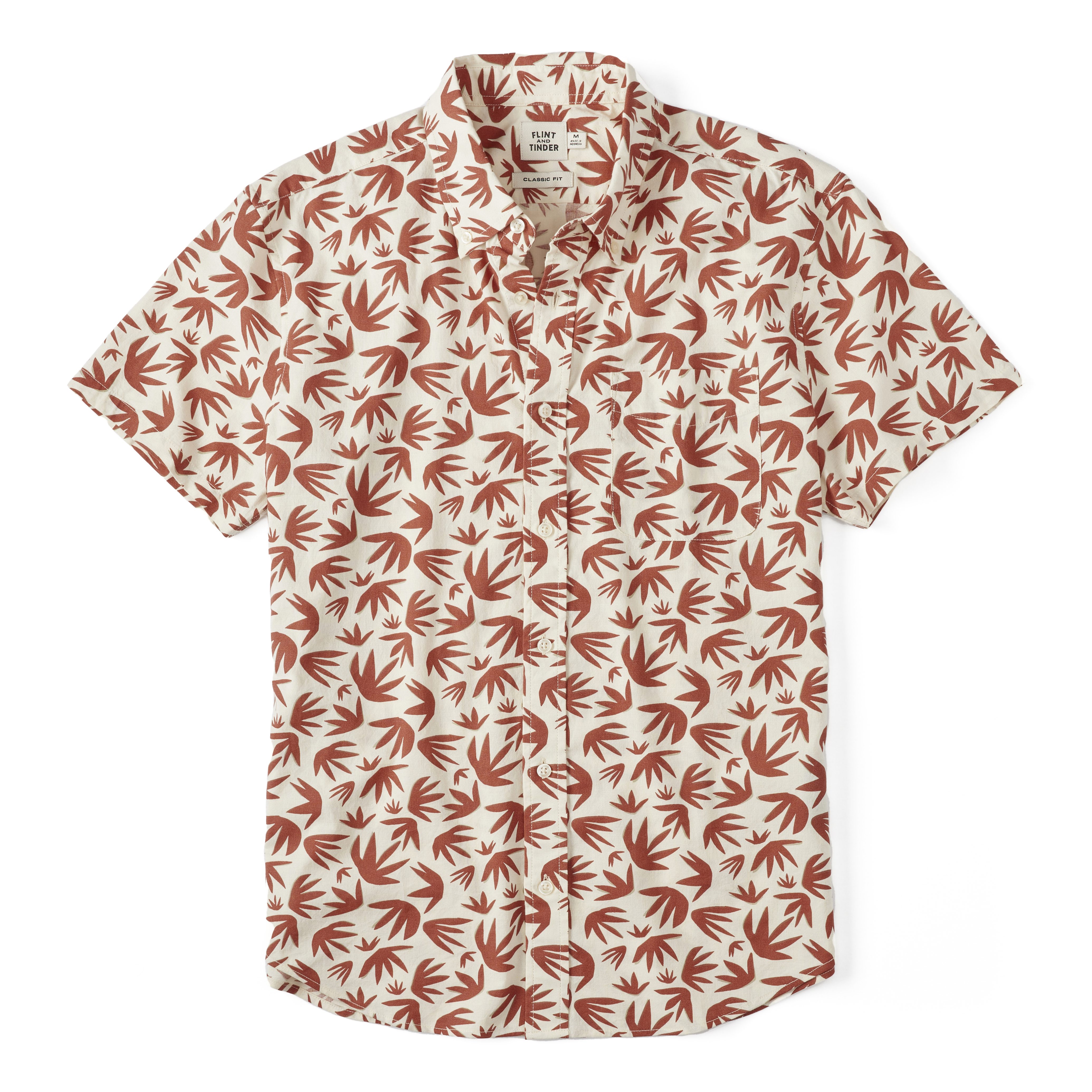 Flint and Tinder Short Sleeve Stretch Cotton Shirt - Rust