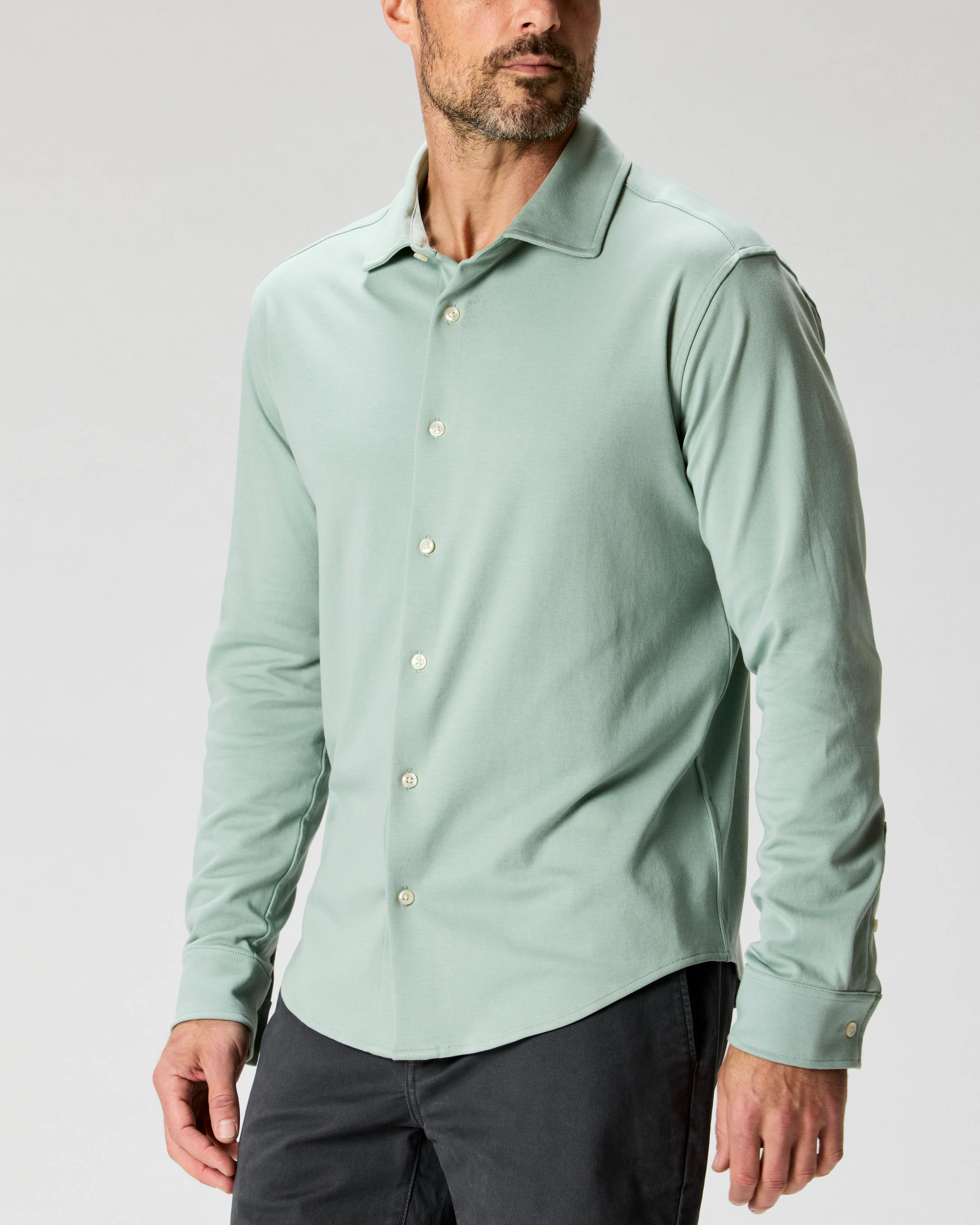 Wills AloeKnit Long Sleeve Shirt - Green Milieu | Long Sleeve Shirts | Huckberry Wills AloeKnit Long Sleeve Shirt - Green Milieu | Long Sleeve Shirts | Huckberry