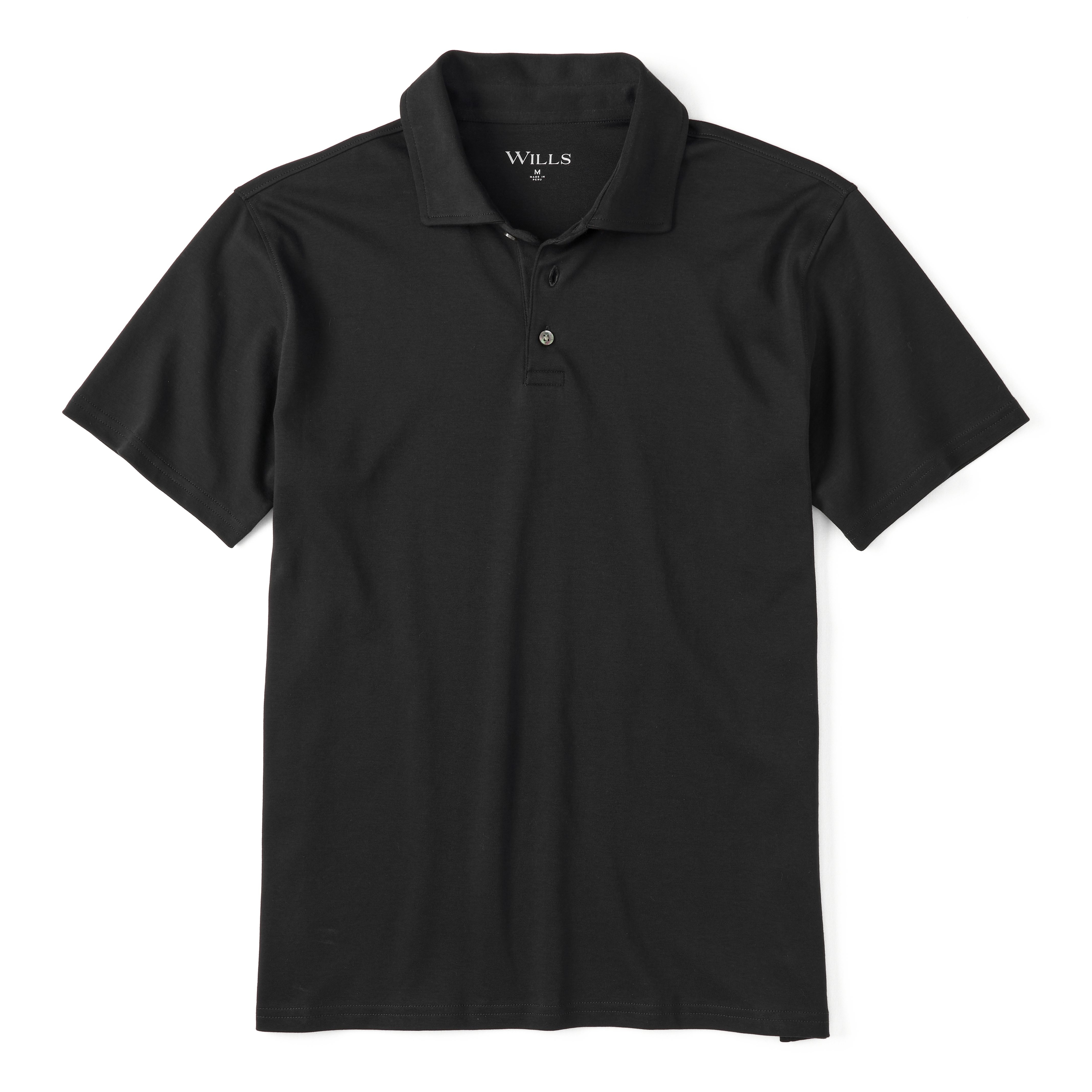 Black Textured Knit Polo Shirt | Eighty Eight Brand
