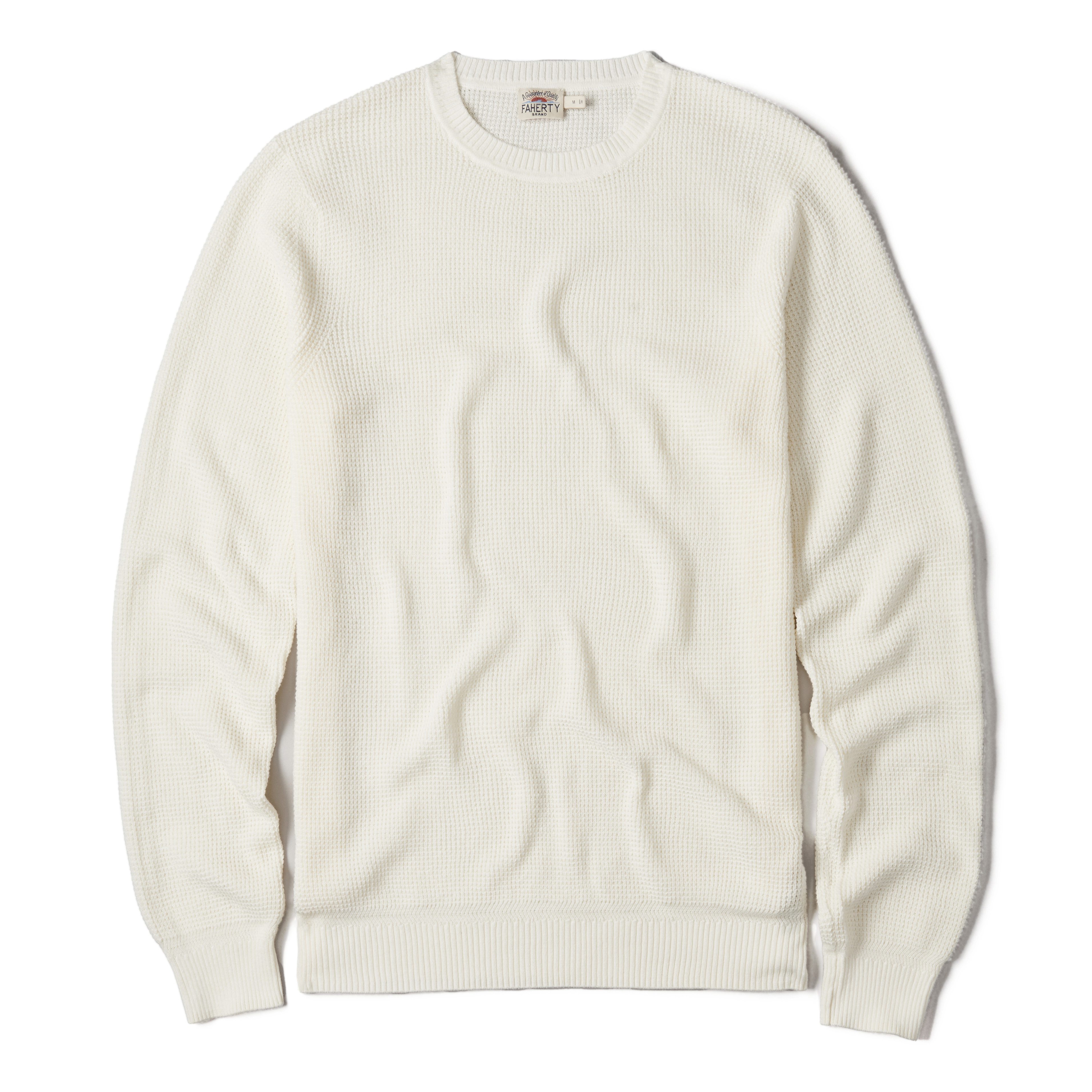 Faherty Brand Sunwashed Crewneck Sweater - White Shell