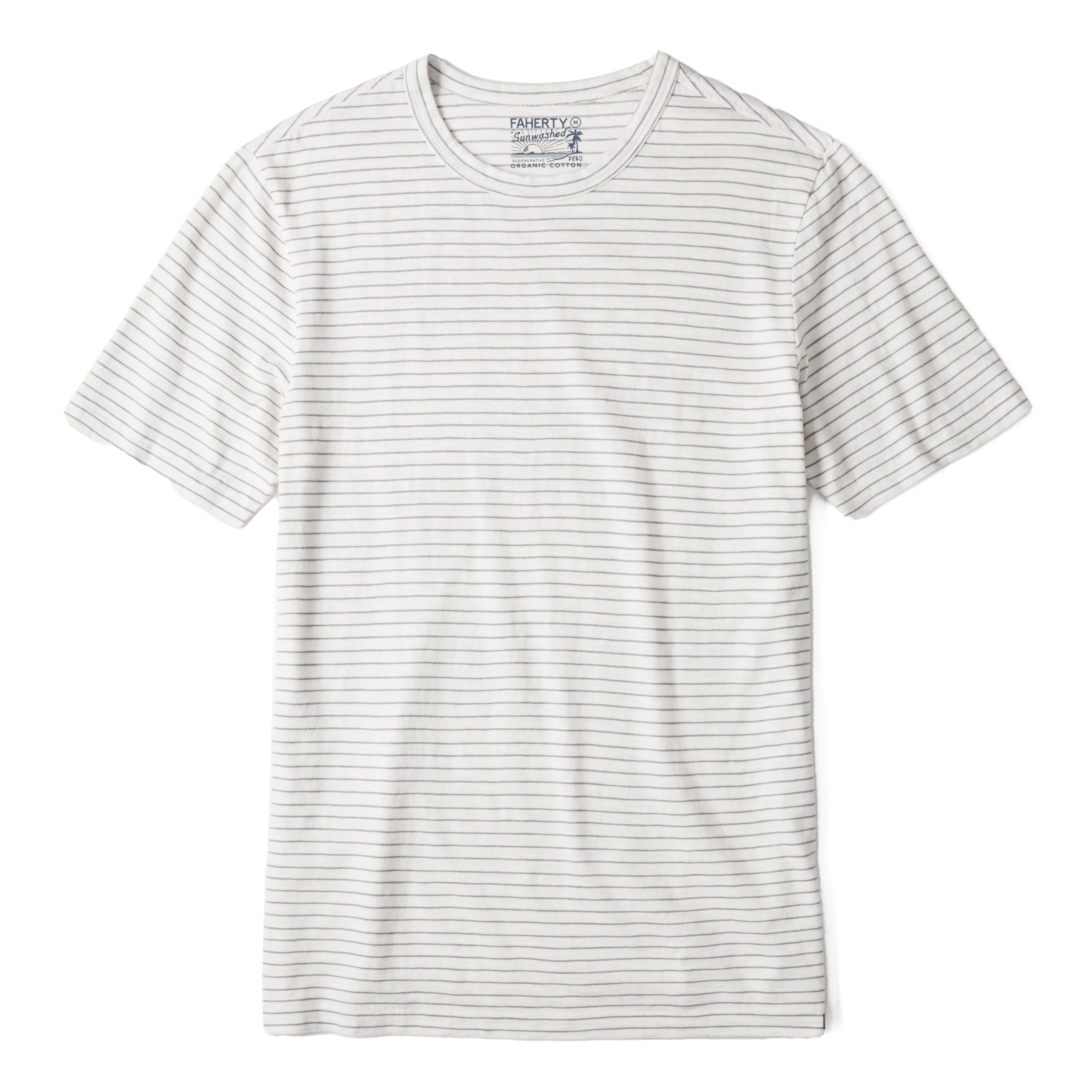 Faherty Brand Sunwashed T-Shirt - Cream Flint Stripe | T