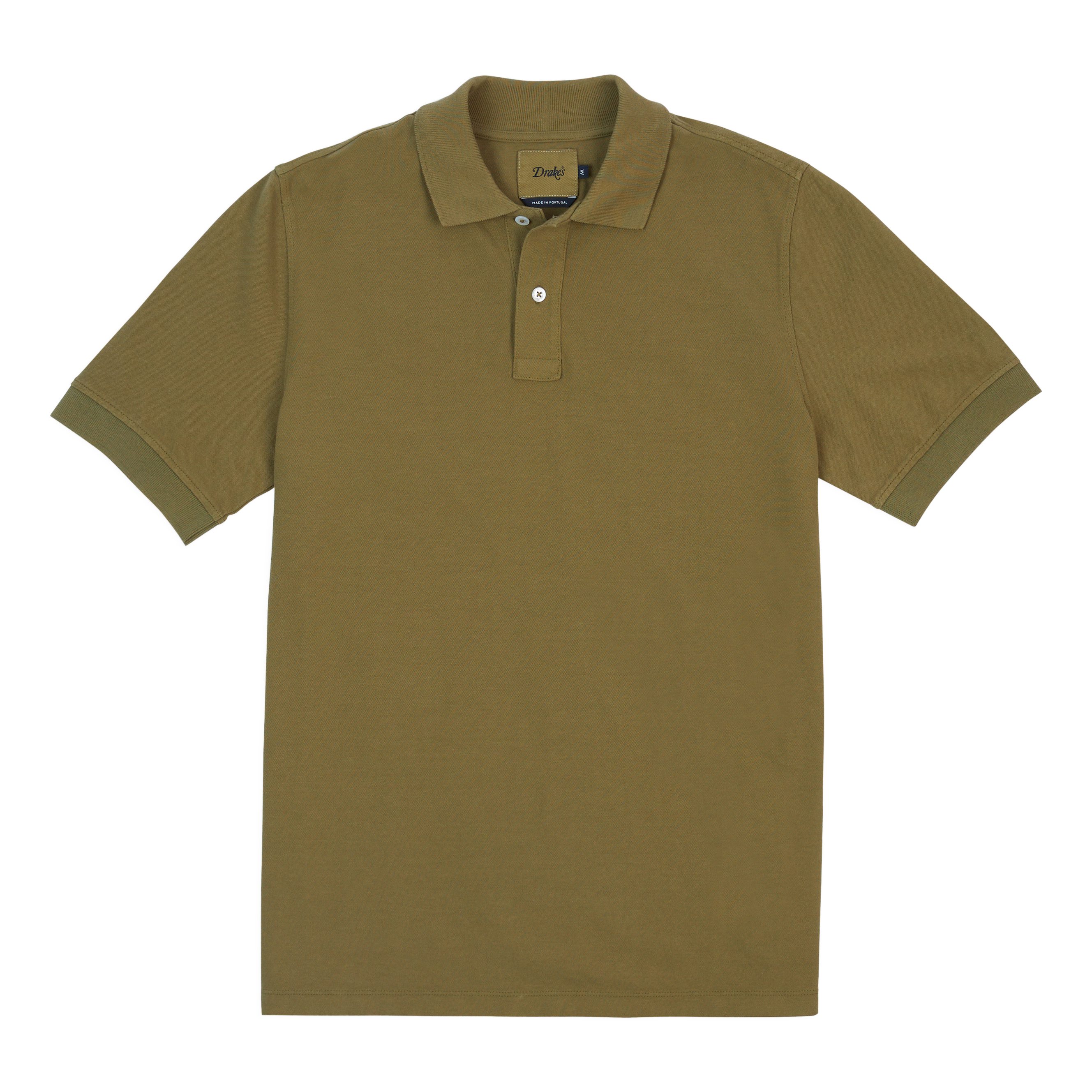 Drake's Washed Pique Cotton Polo Shirt - Safari Green | Polo
