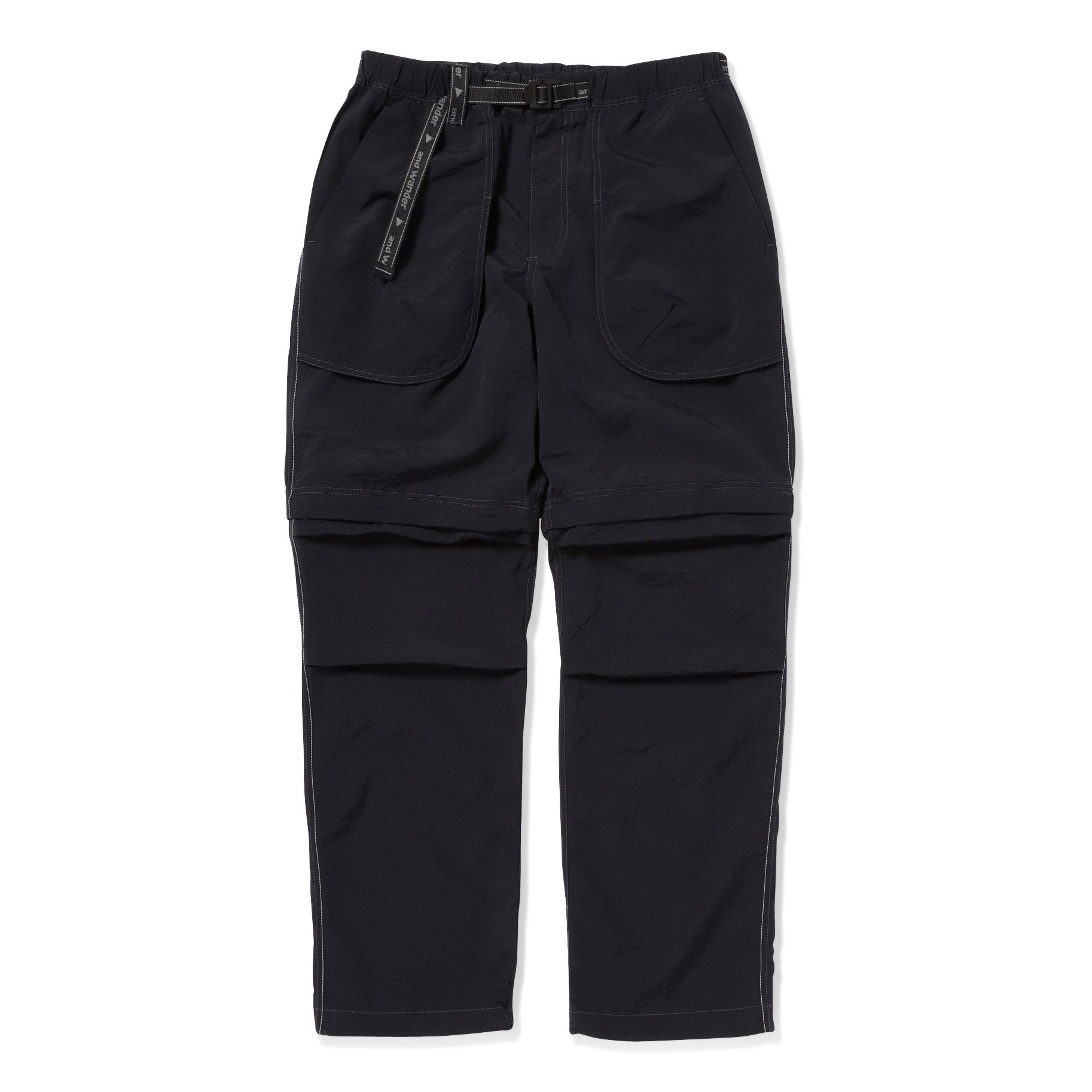 【WONDER WONDER】Dyoka Diagonal Track Nylon 2Way Wide Pants and wander Taffeta Hiker 2Way Pants - Black | Active Pants