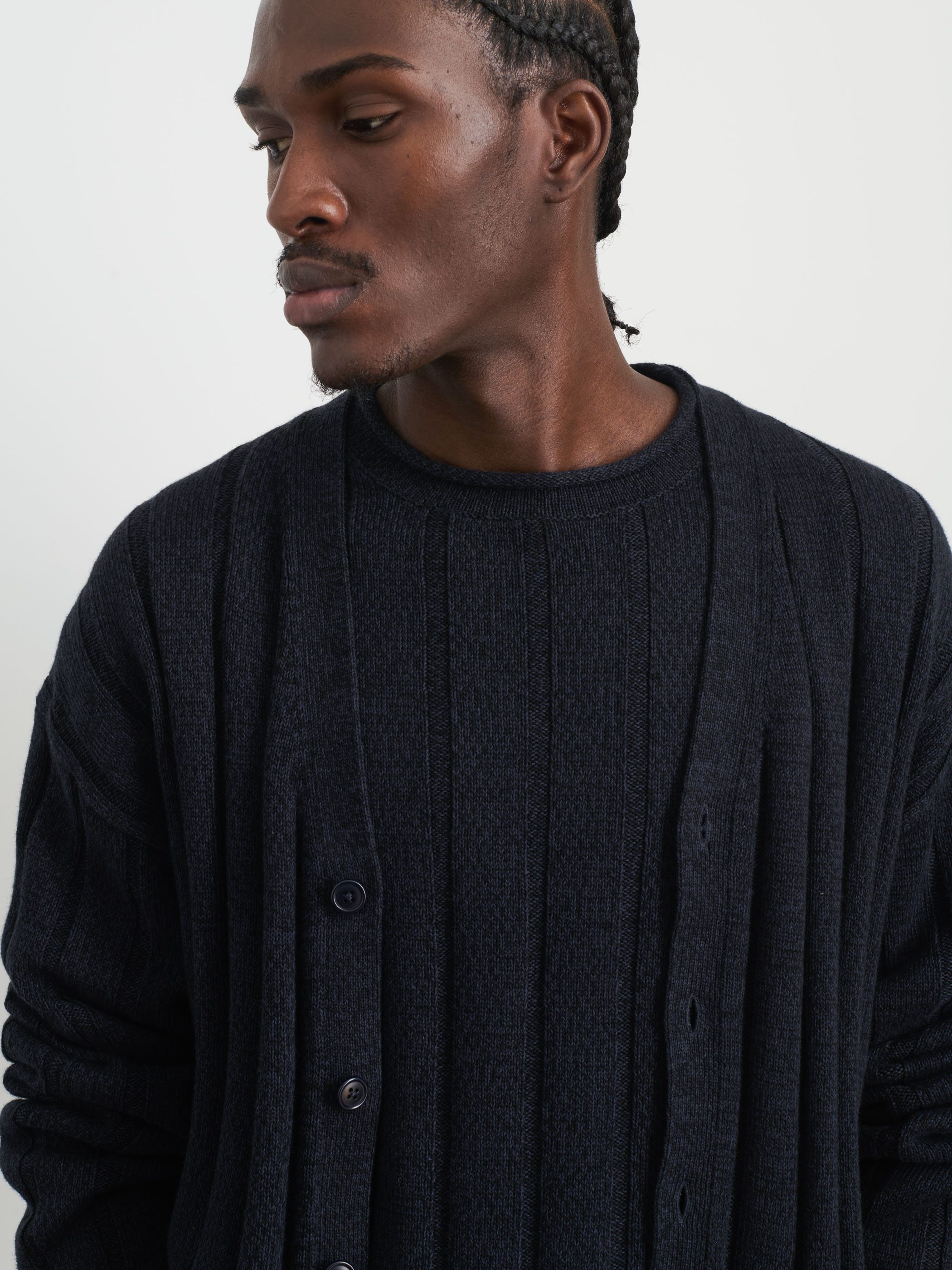 Alex Mill Isaac Cotton Linen Cardigan - Marled Navy | Cardigan