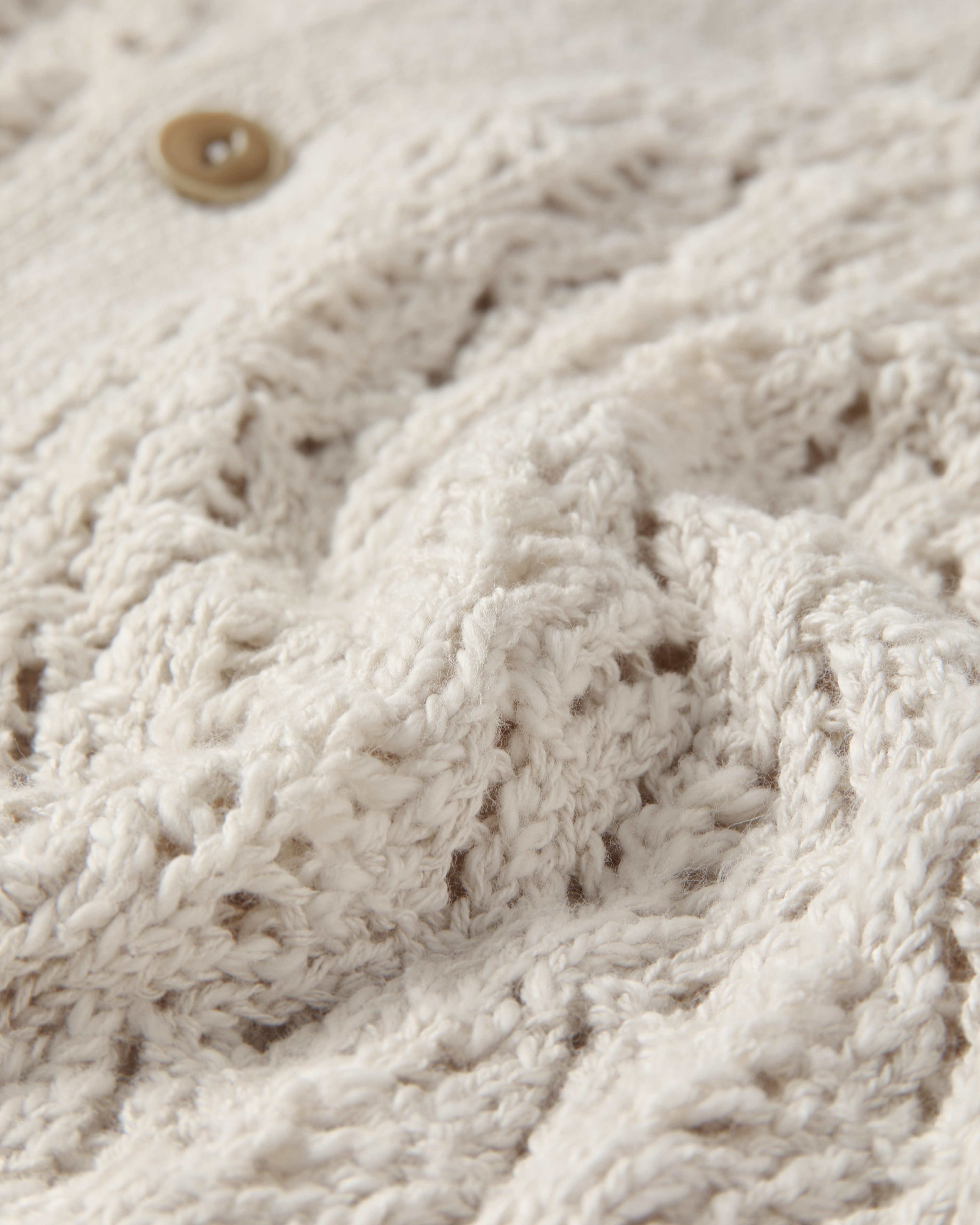 ORGUE Shaggy knit【Ivory】 Lace Cardigan Crocheted Hollow Out Shrug Female Casual