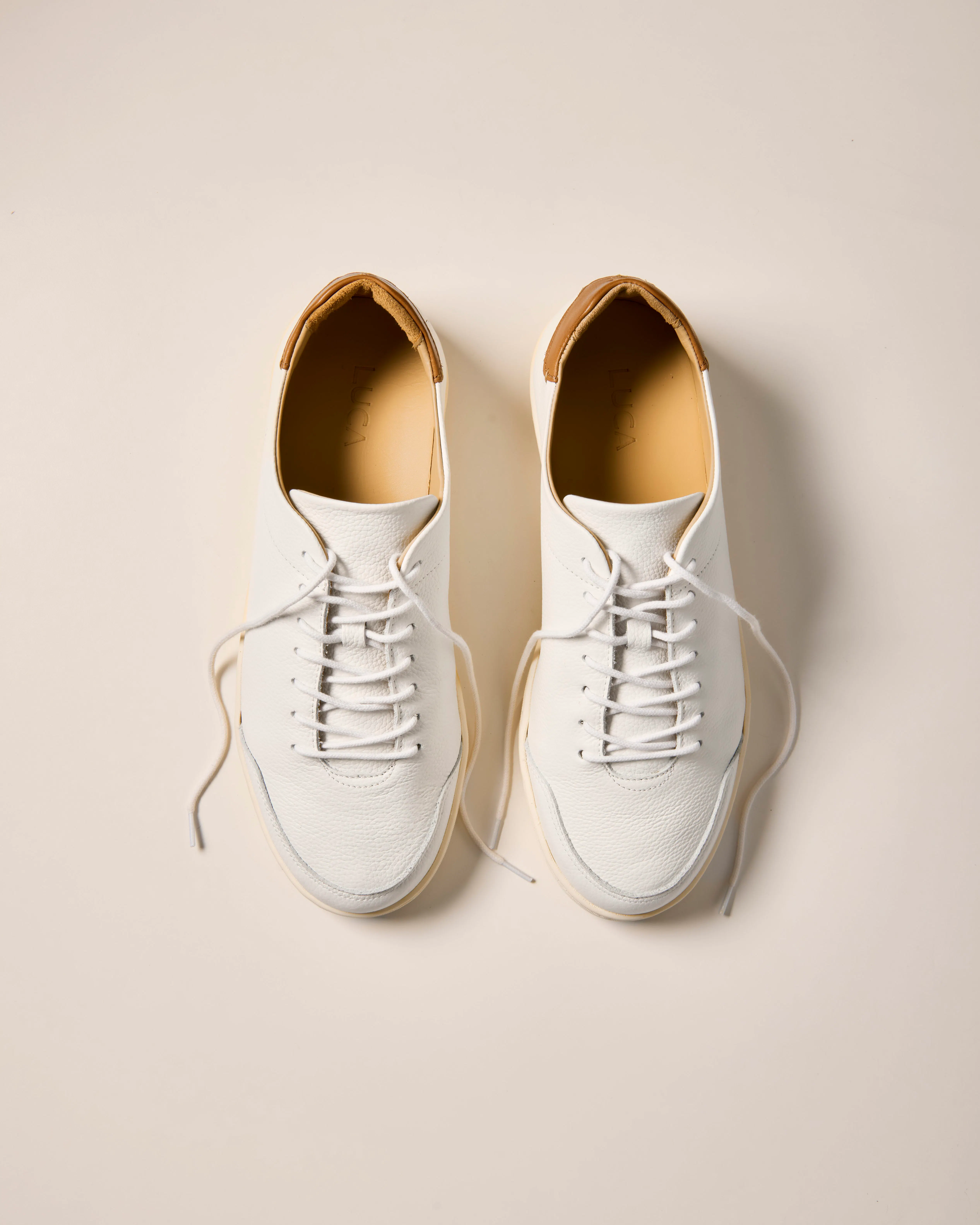 LUCA Terra Low Sneaker - Pebbled White/Off White | Casual Sneakers