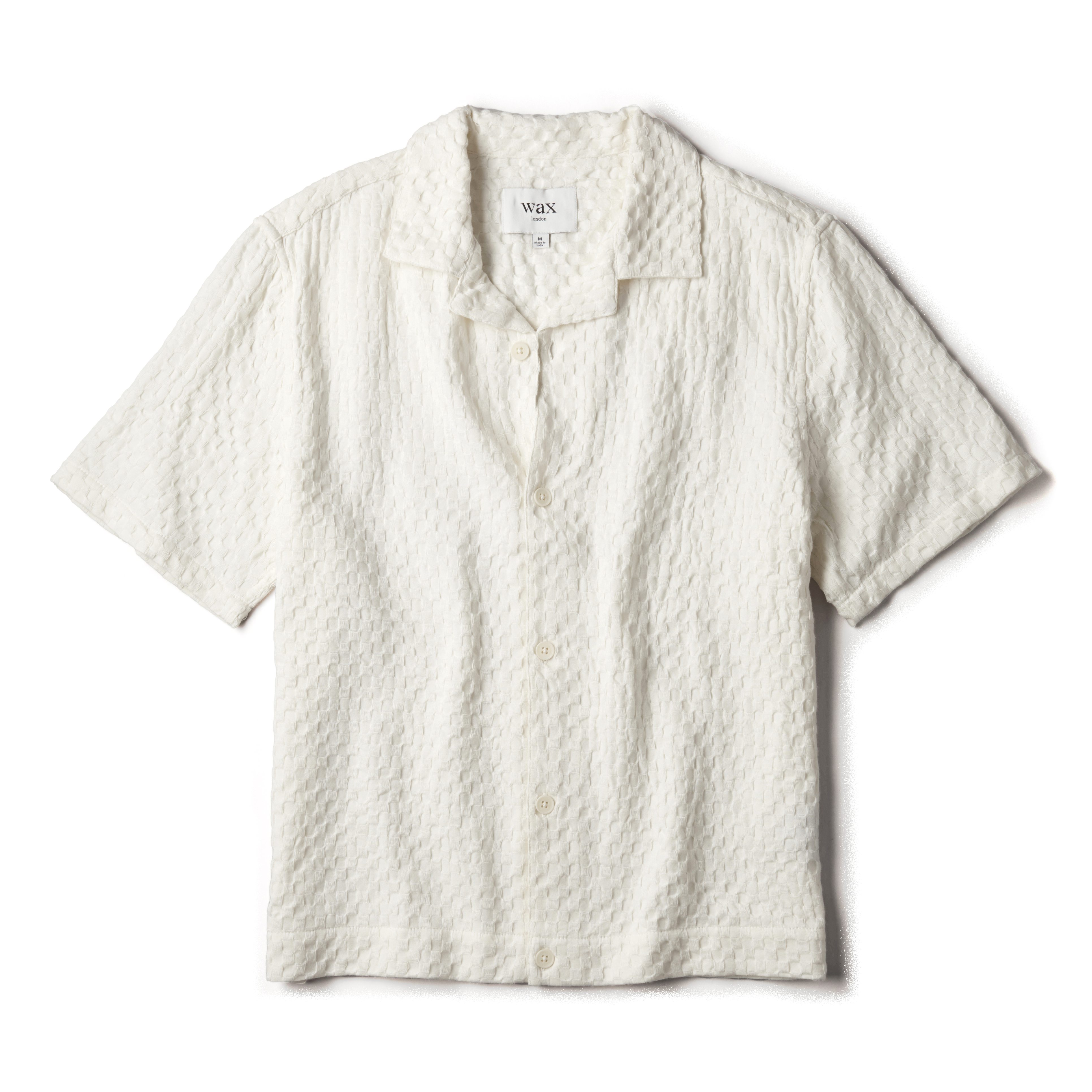 Wax London Lido Boxy Dobby Waffle Short Sleeve Shirt - Ecru