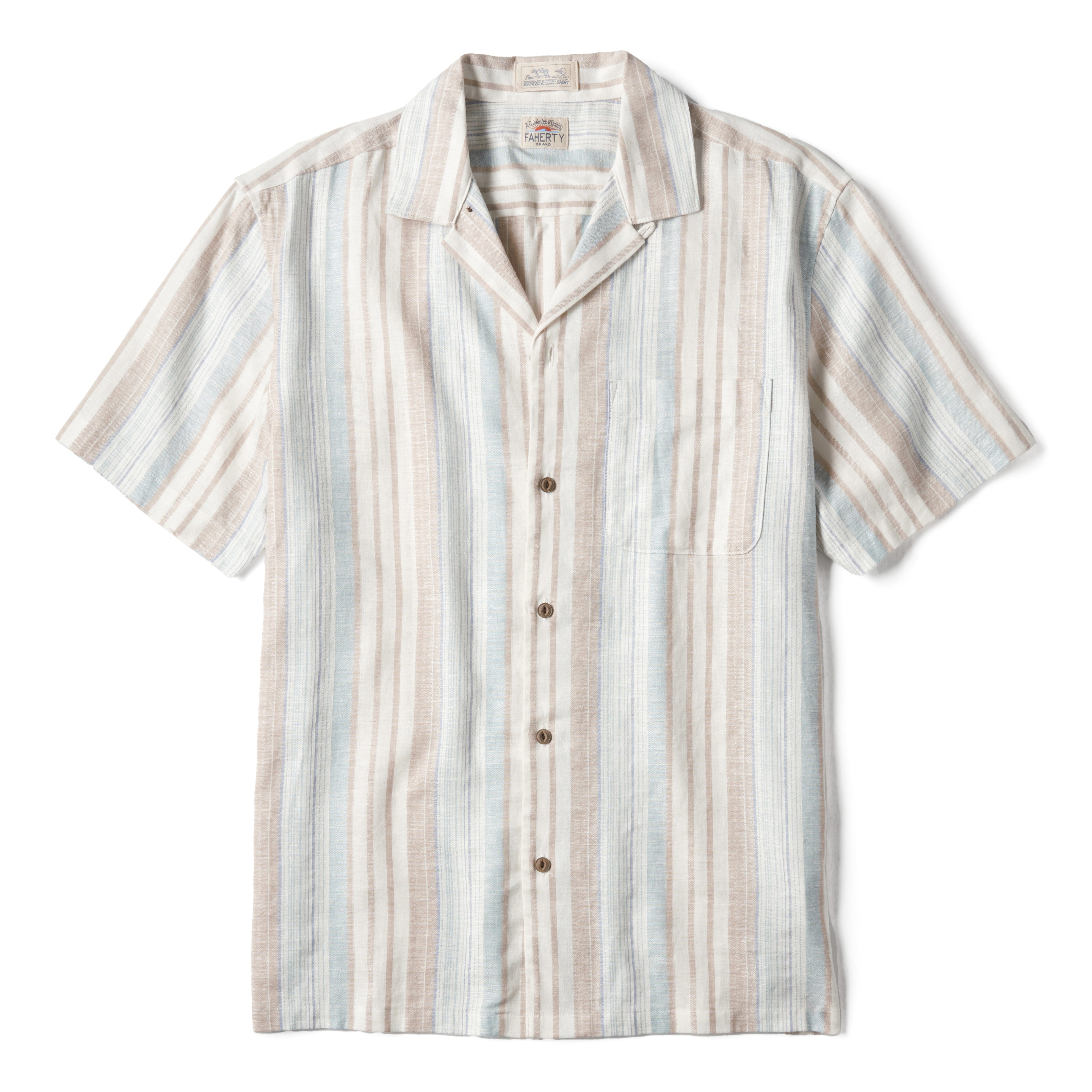 Faherty Brand Breeze Camp Shirt - Golden Beach Stripe