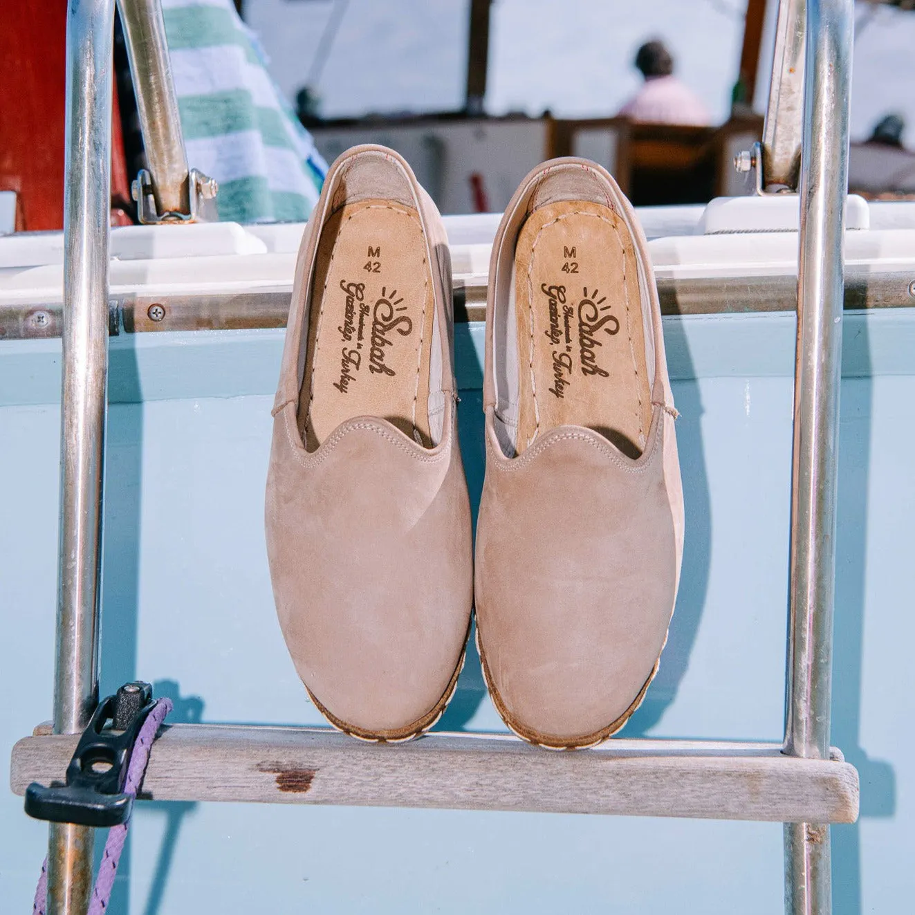 Sabah Handmade Ivory Leather Slip-On Loafers M 43 Unisex 11-11.5 Turkey Artisan Sabah Handmade Ivory Leather Slip-On Loafers M 43 Unisex 11  main image 3