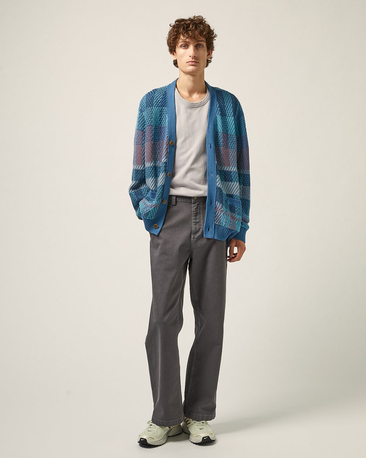 トップス mideal plaid pattern cardigan mideal plaid pattern cardigan blue mideal plaid pattern cardigan