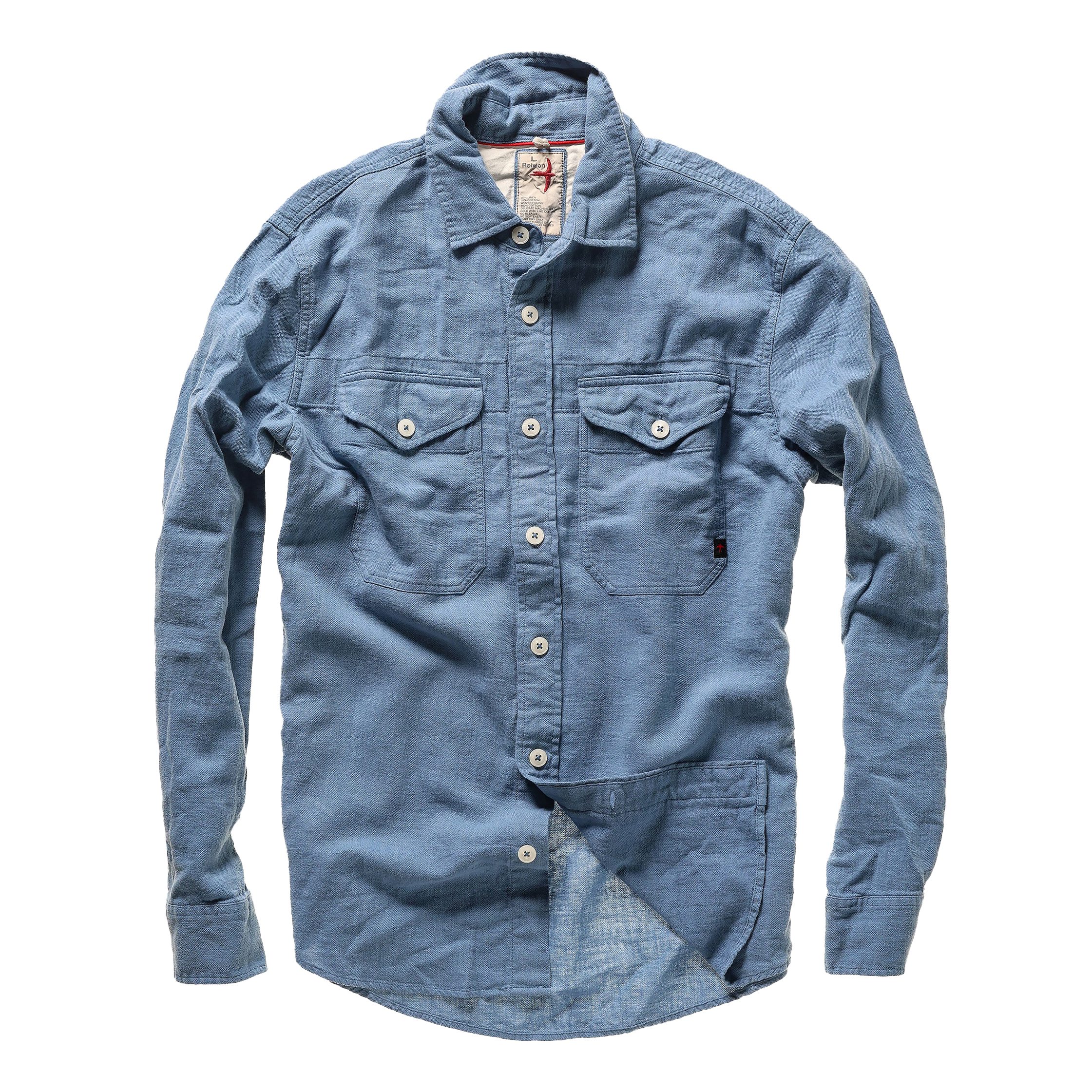 Relwen Slub Linen Workshirt - French Blue | Long Sleeve Shirts
