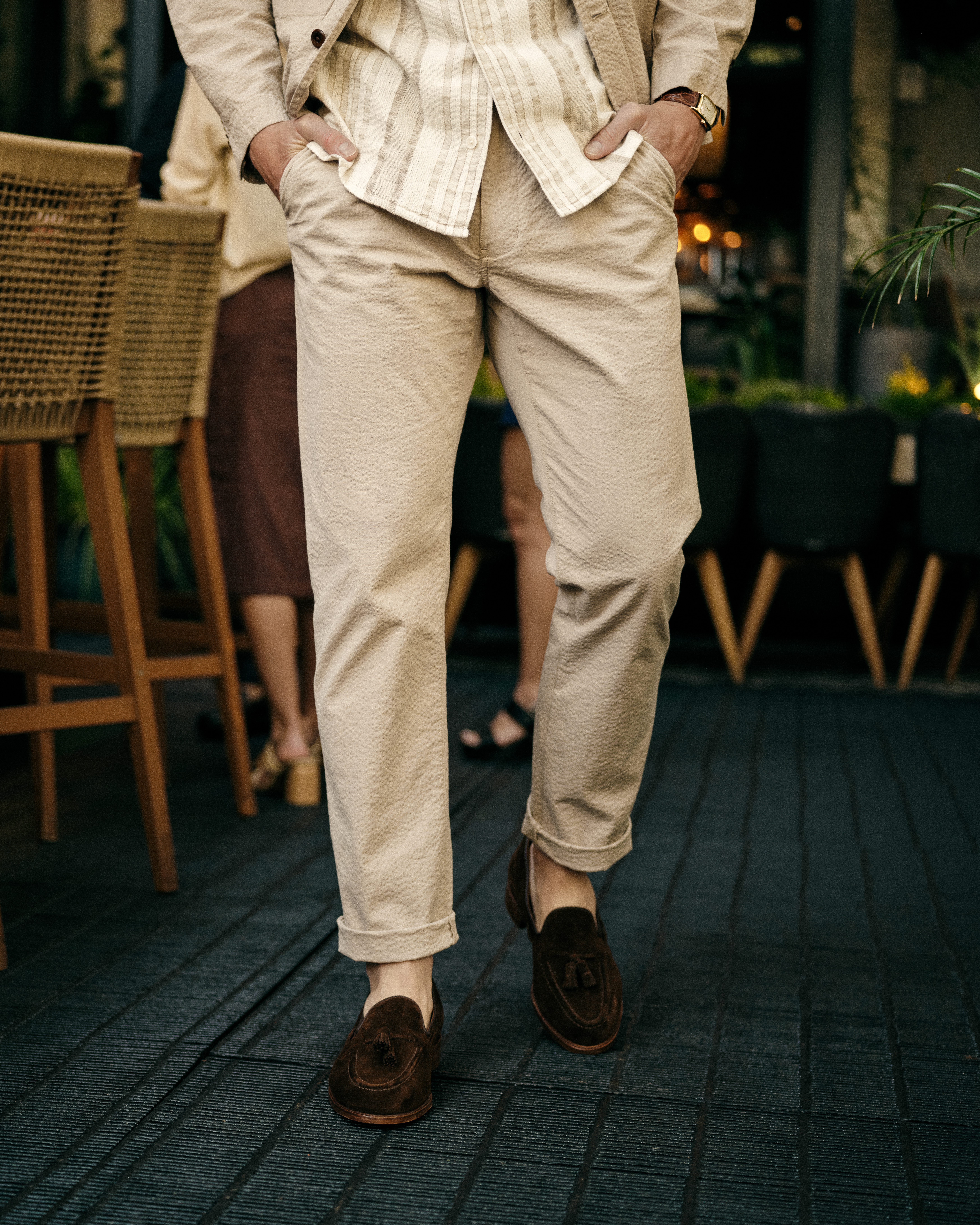 Flint and Tinder Seersucker Chino Pant - HB Straight - Khaki