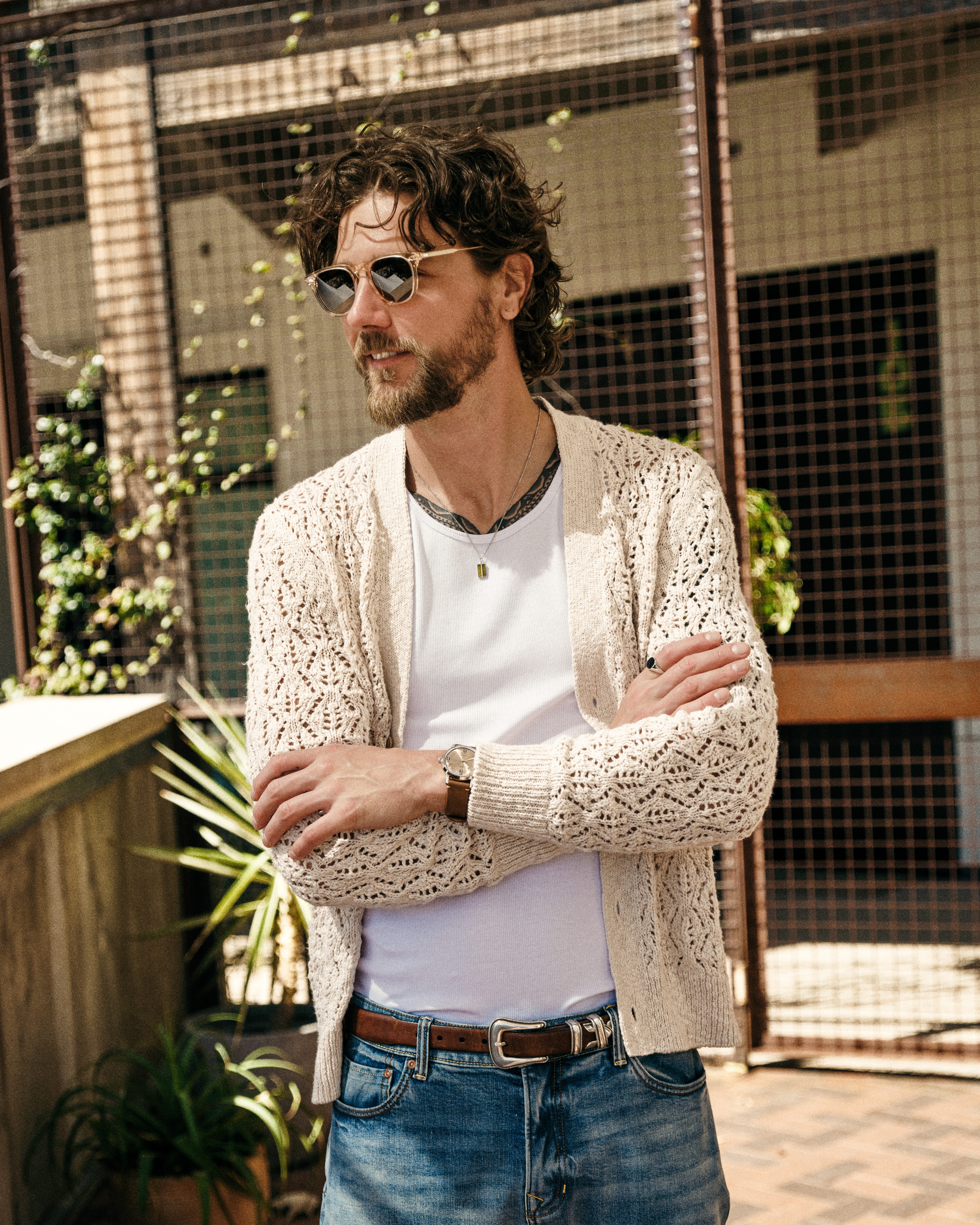 3sixteen Classic Lace Knit Cardigan - Ecru | Cardigan
