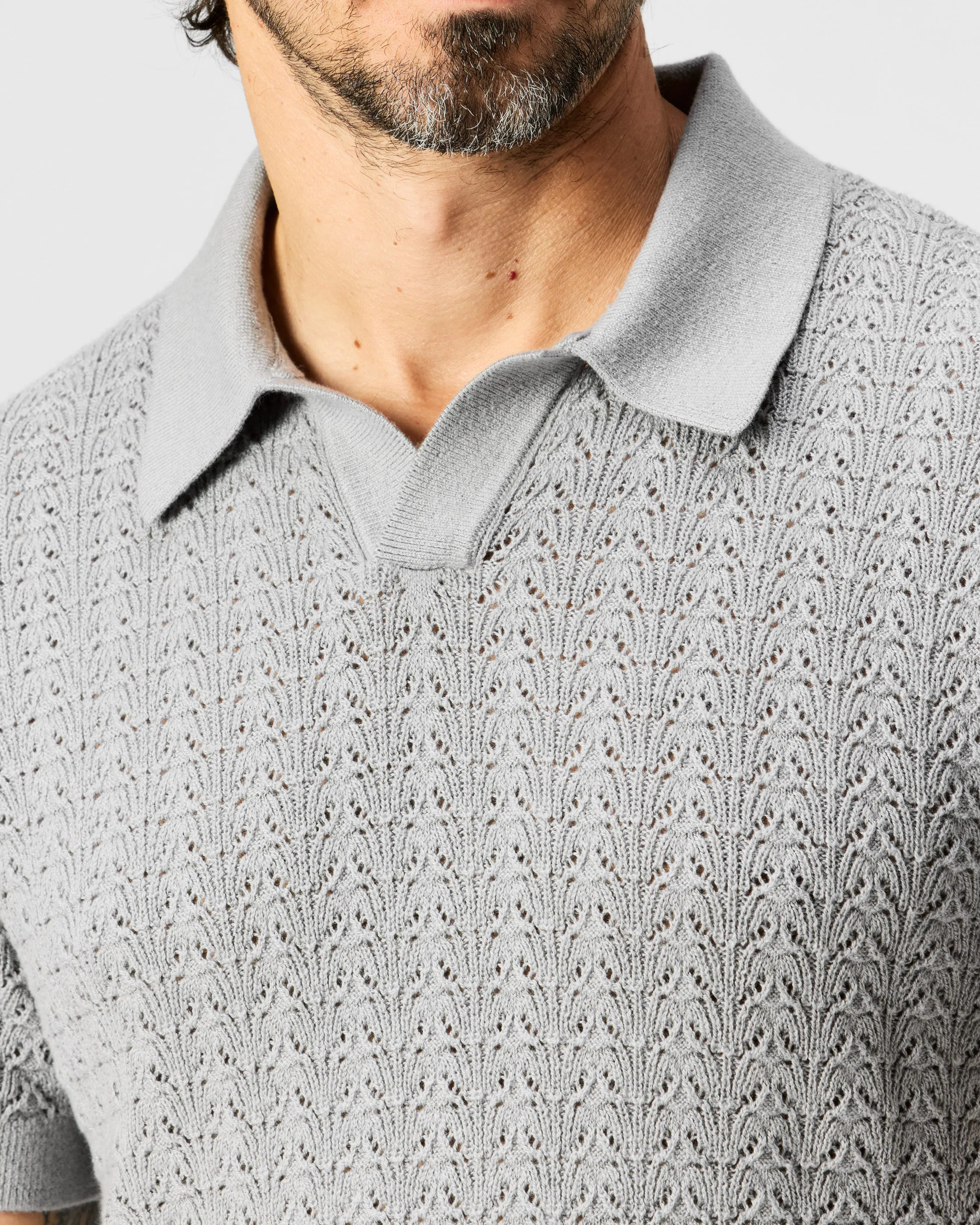 Wills Retro Stitch Johnny Collar Polo - Blue Grey | Sweater Polos | Huckberry Wills Retro Stitch Johnny Collar Polo - Blue Grey | Sweater Polos | Huckberry