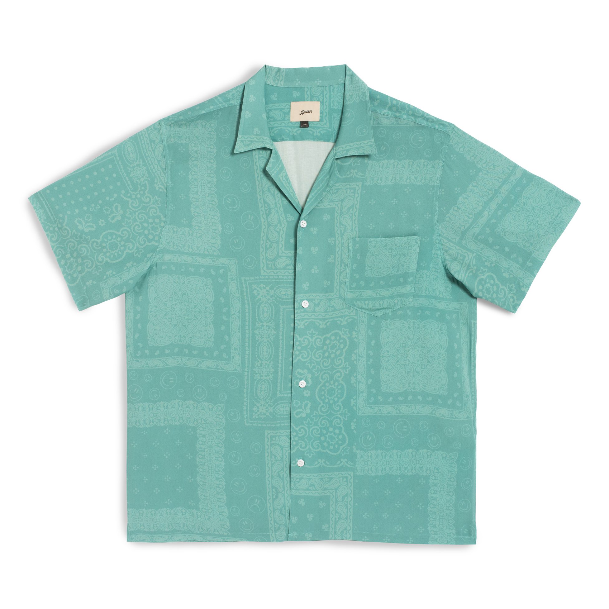 Bather Trunk Co. Beach Camp Collar Short Sleeve Shirt - Teal