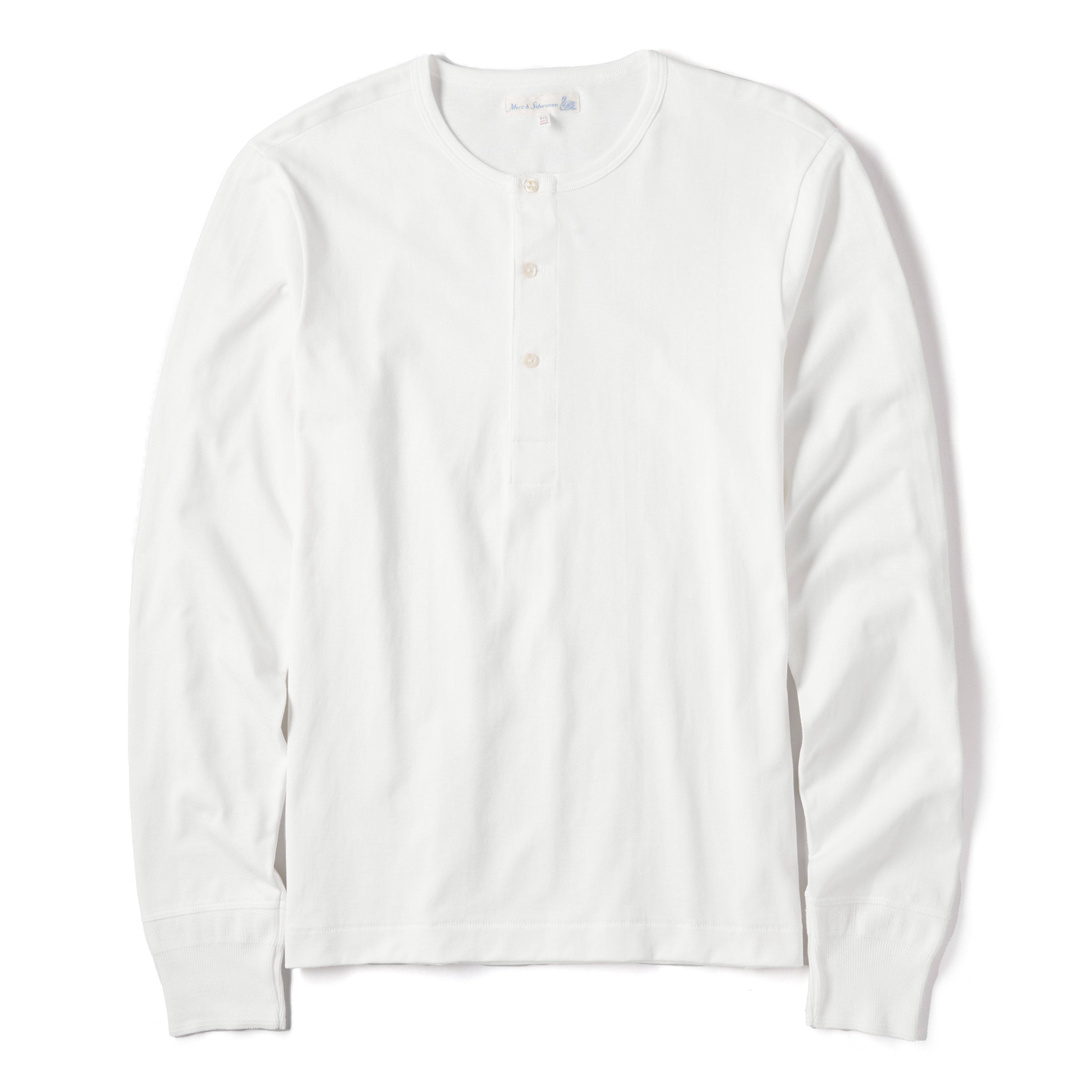 Merz b. Schwanen Loopwheeled Long Sleeve Henley - White