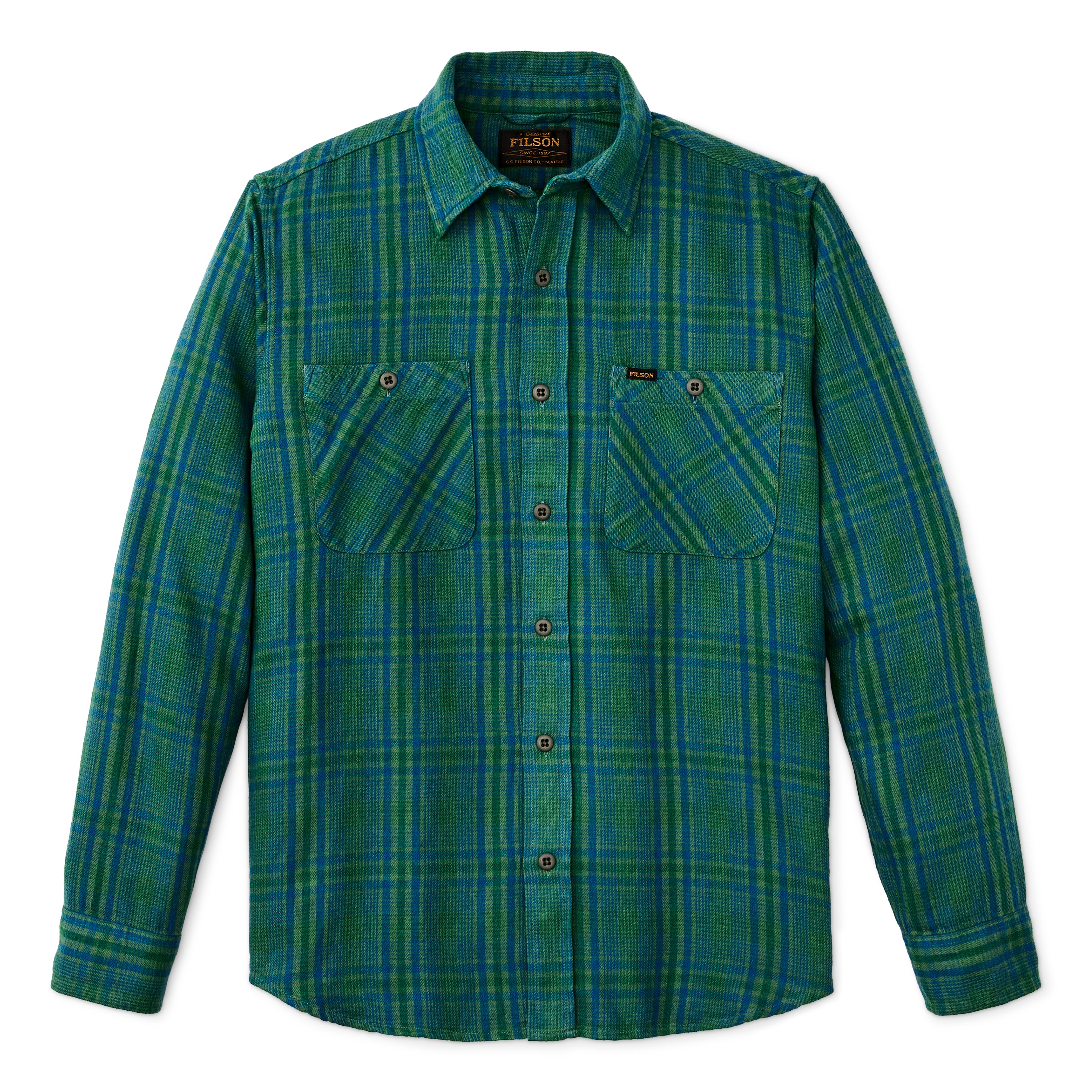 Filson Lightweight Vintage Flannel Long Sleeve Shirt - Green/Blue