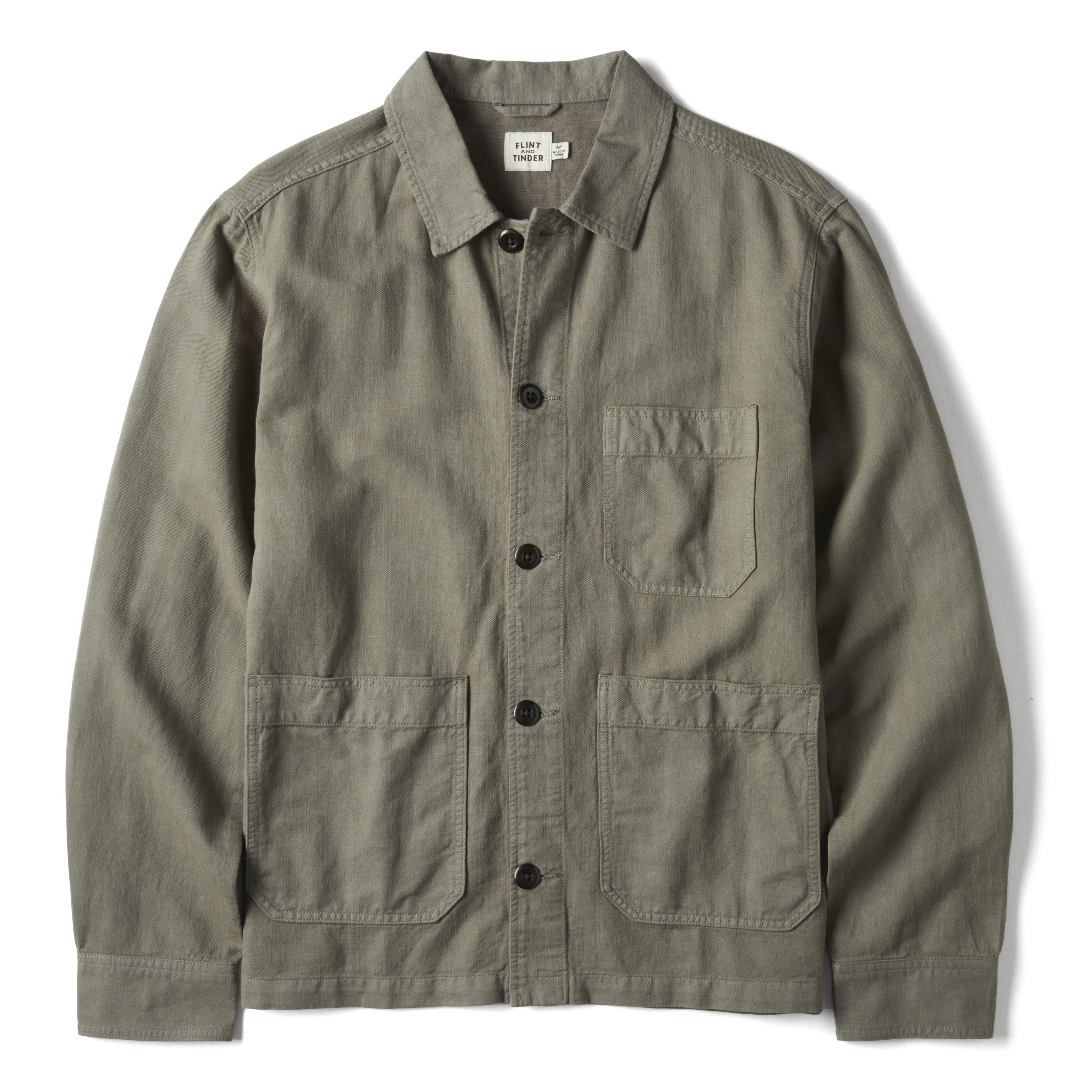 ジャケット・アウター Foremost heavy linen French Jacket Flint and Tinder Linen Chore Coat - Olive | Chore Coats