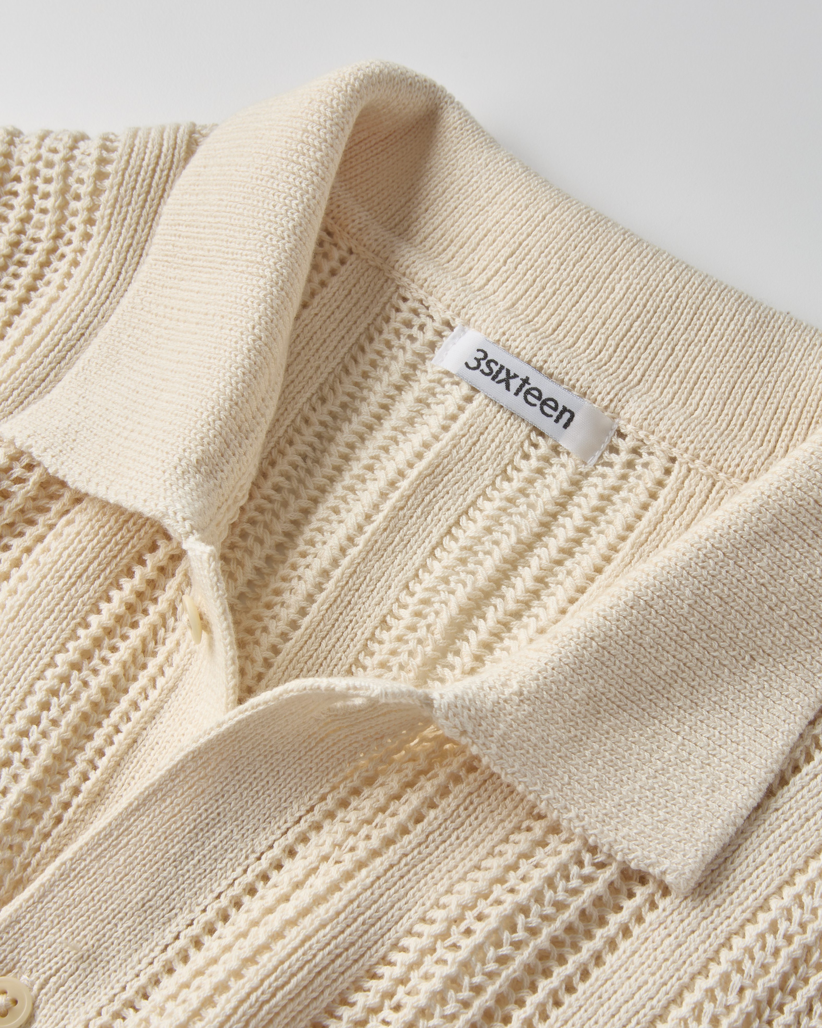 トップス crepuscule / Stripe Mesh Knit Shirt crepuscule / Stripe Mesh Knit Shirt BLACK – CASDAY / キャスデイ