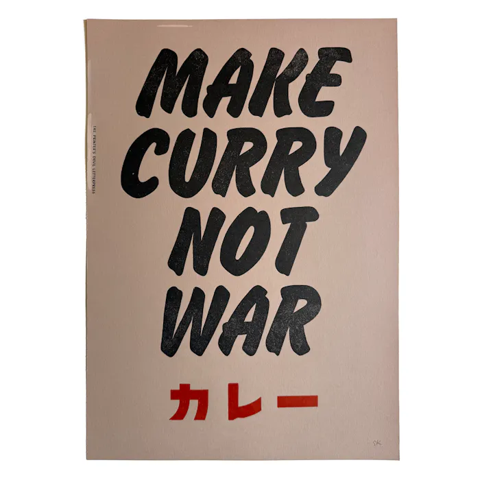 The Printer's Devil MAKE CURRY NOT WAR - Kraft | Art & Decor